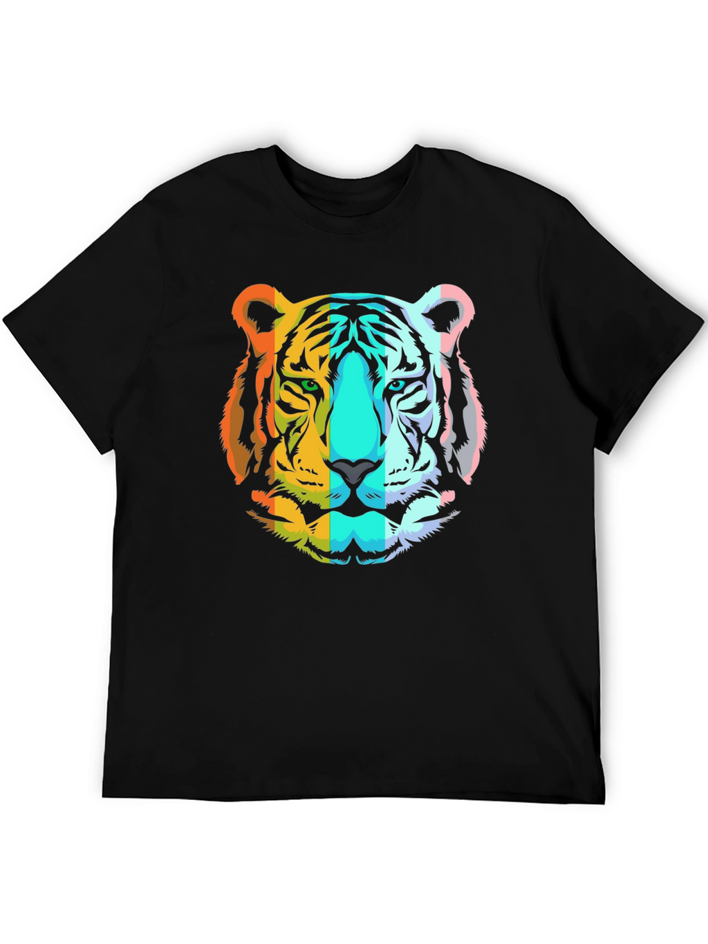 Rainbow Tiger Graphic T-Shirt - Mens Black Tee