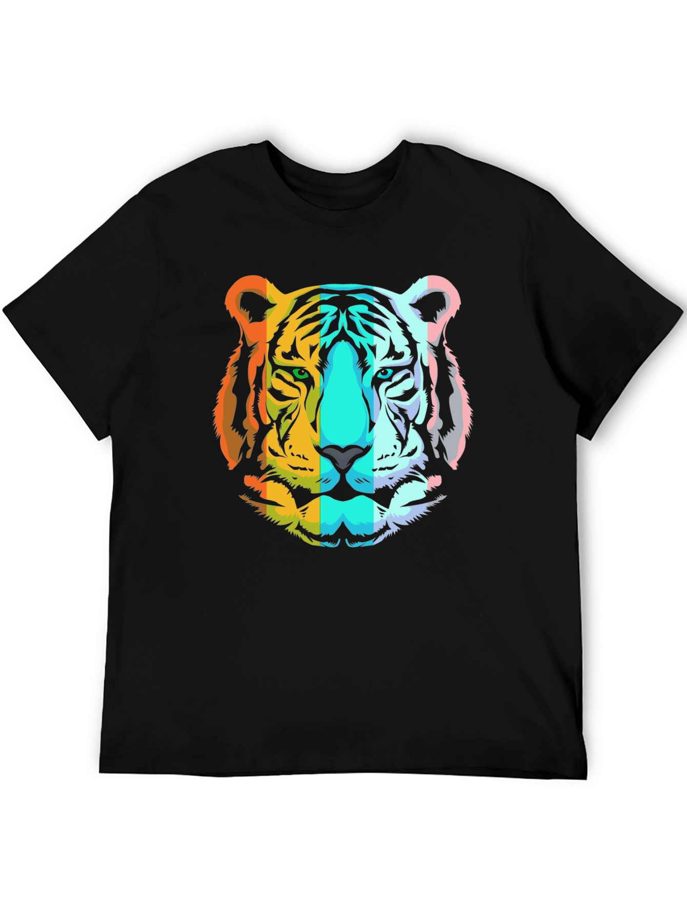 Rainbow Tiger Graphic T-Shirt - Mens Black Tee