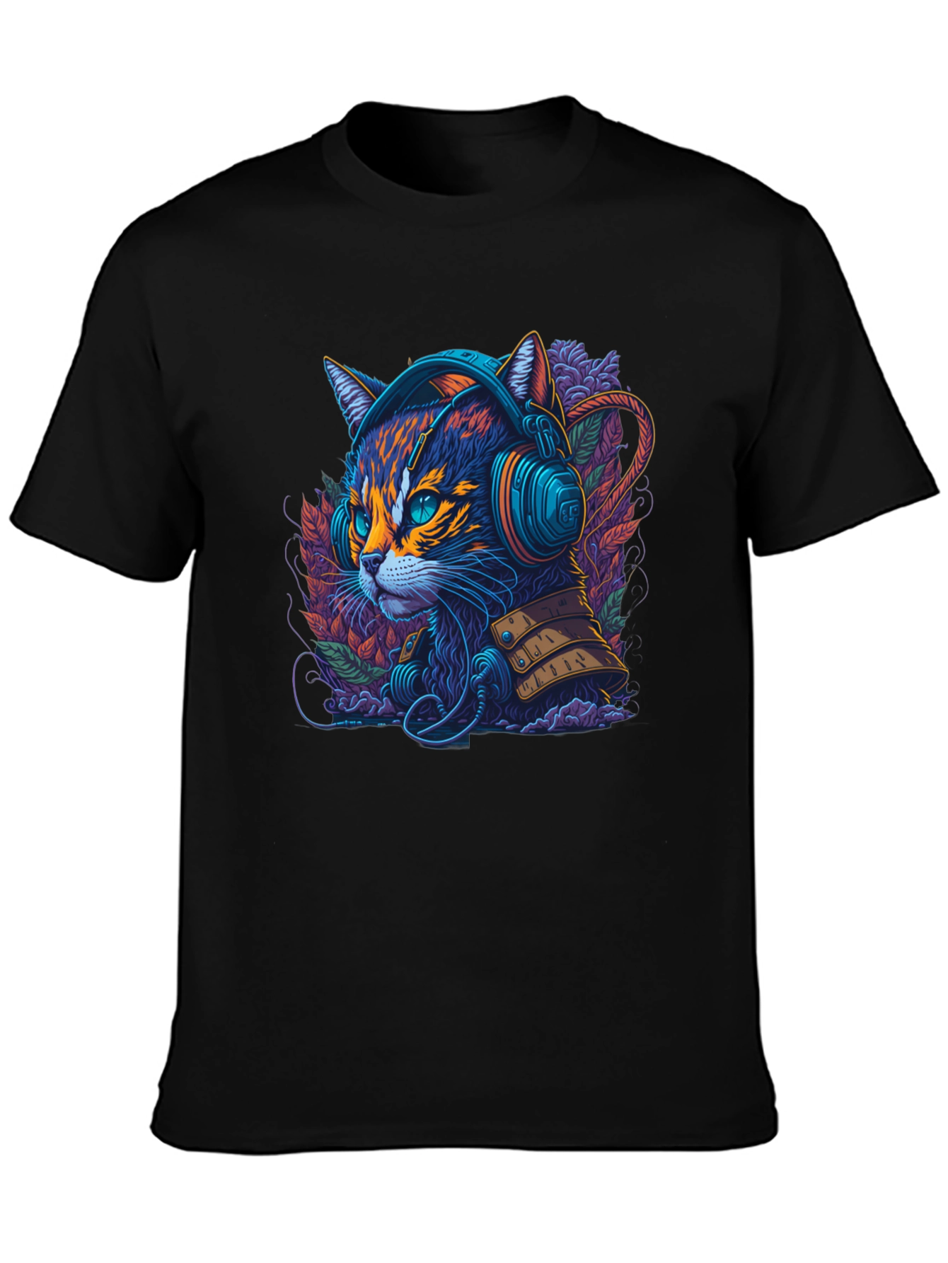 Neon Cat Headphone T-Shirt
