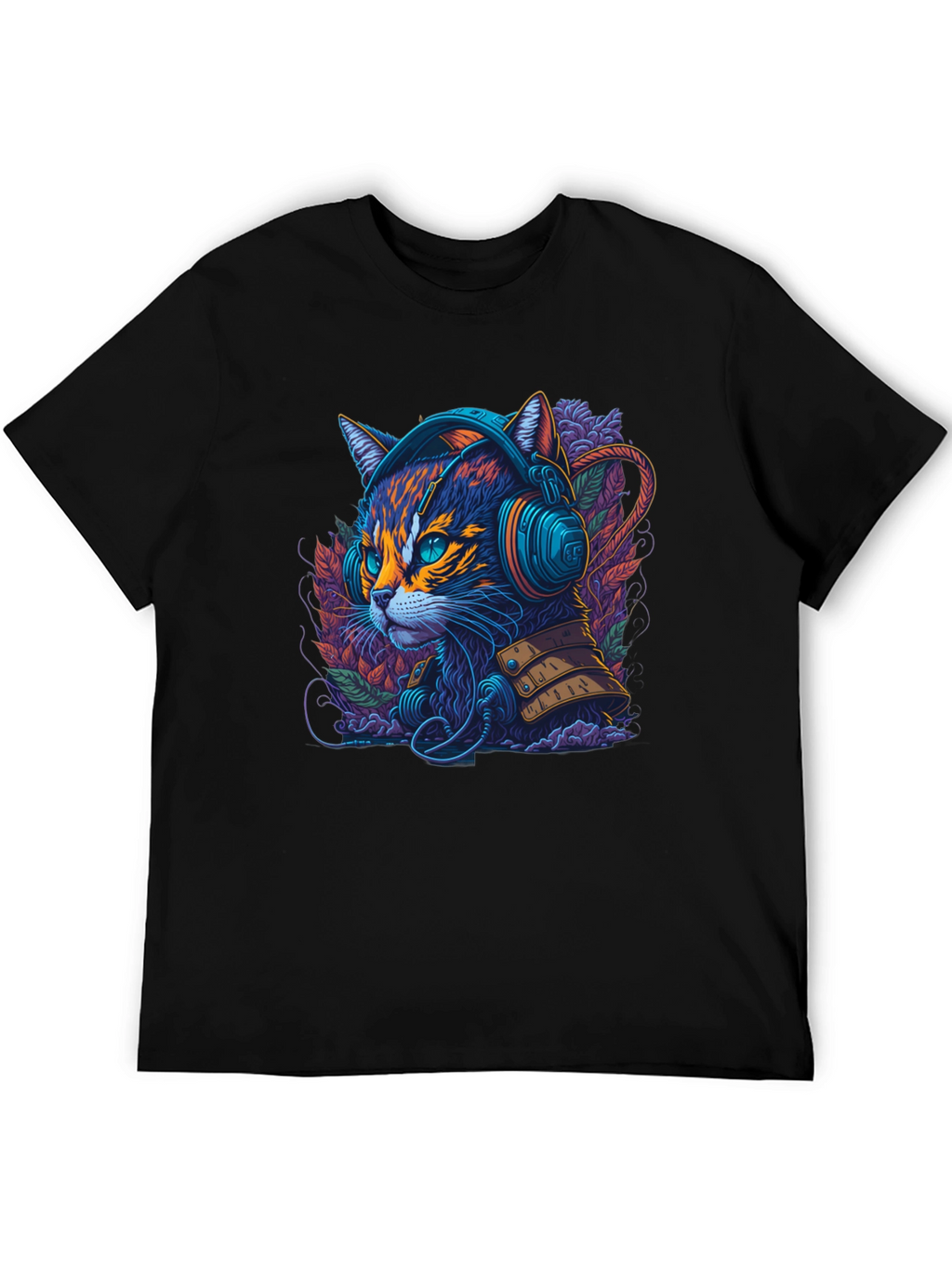 Neon Cat Headphone T-Shirt