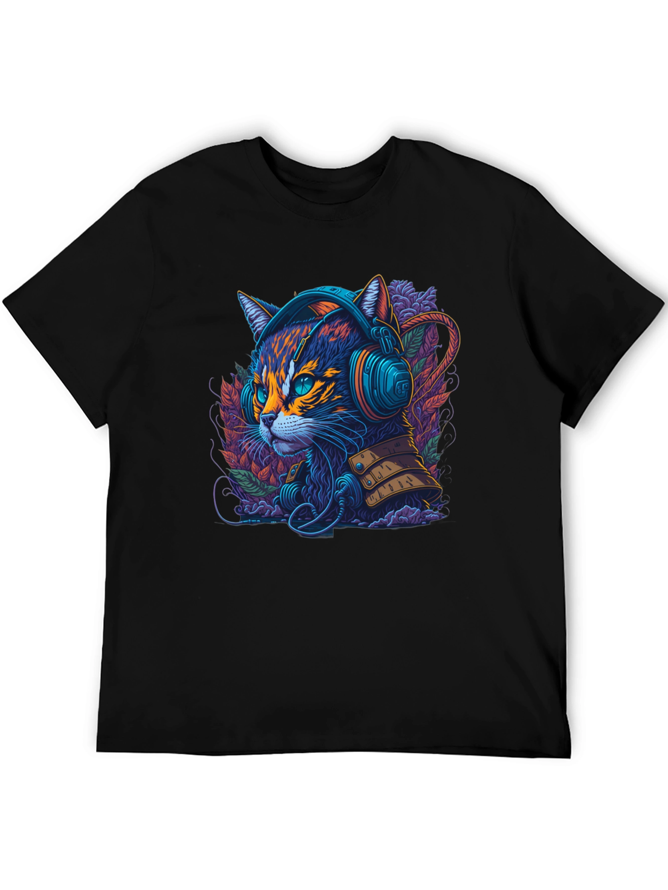 Neon Cat Headphone T-Shirt