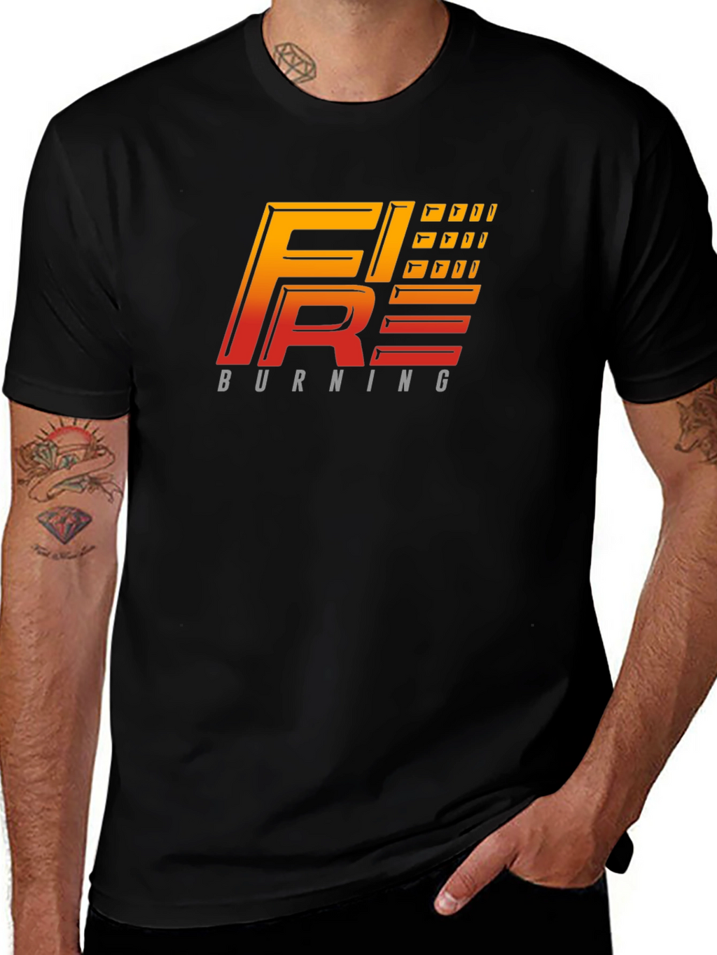 Fire Burning Graphic Tee - Black T-Shirt