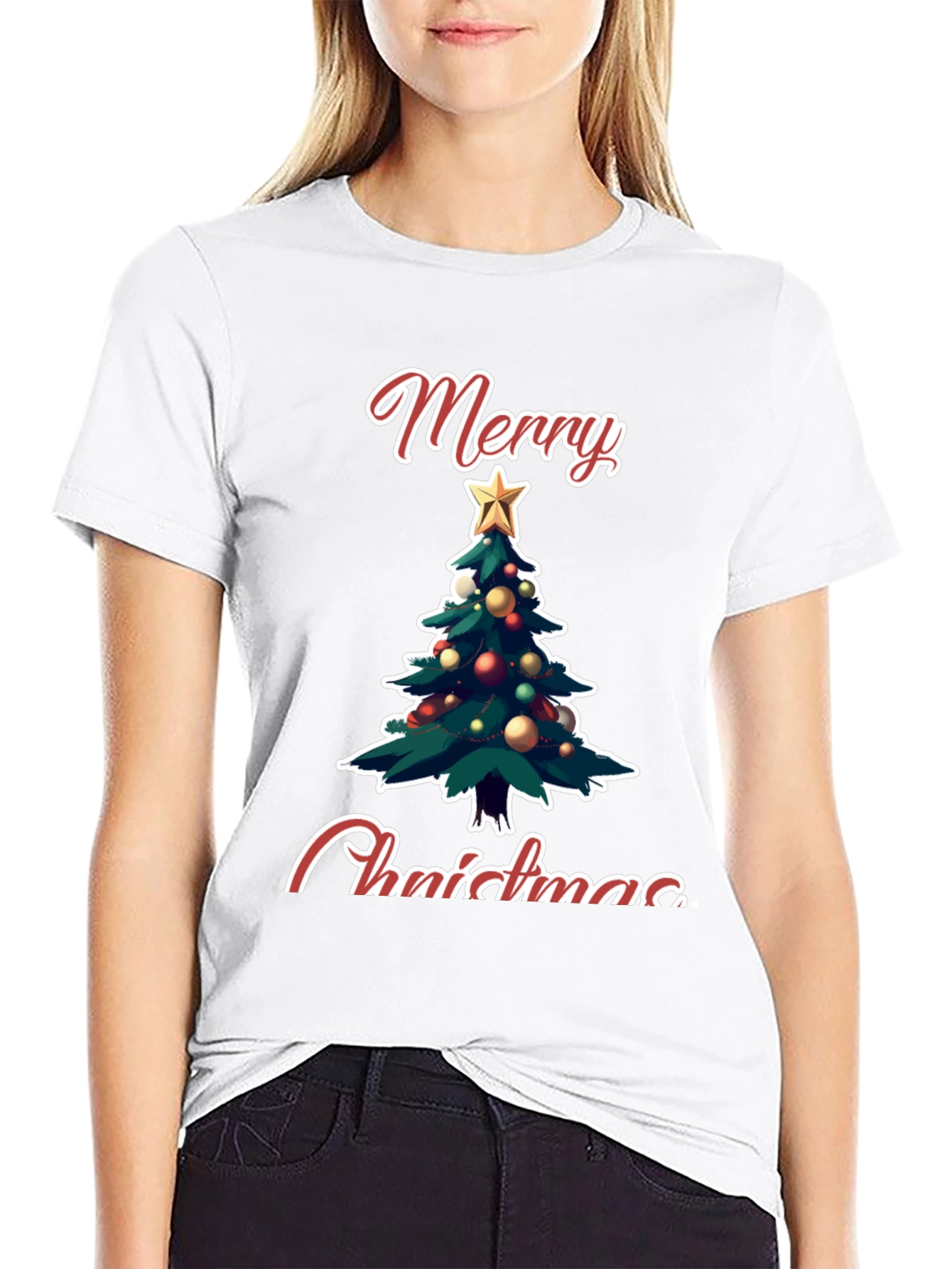Festive Christmas Tree Graphic T-Shirt