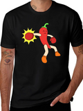 Funny Chili Pepper Boxing Black T-Shirt