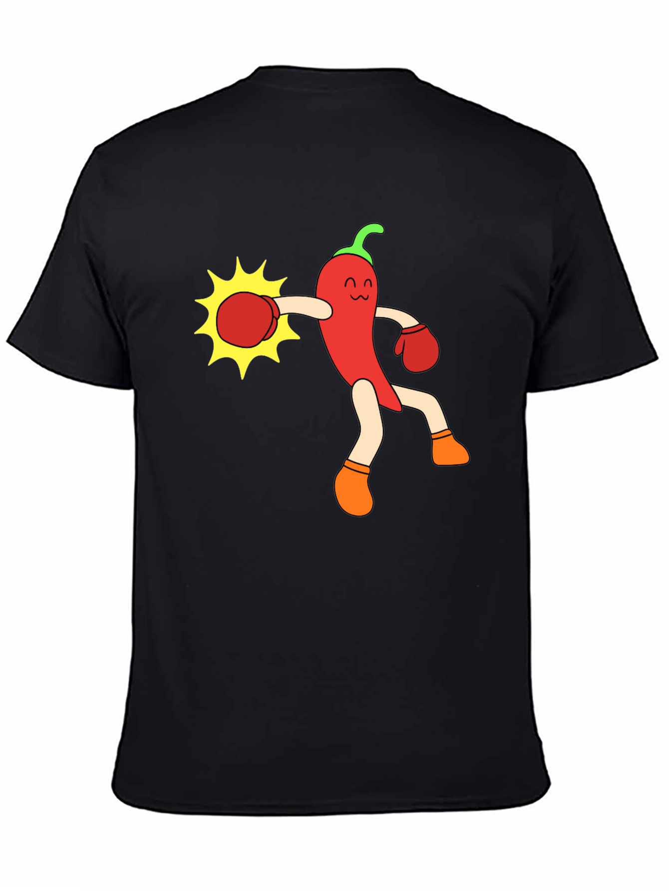 Funny Chili Pepper Boxing Black T-Shirt