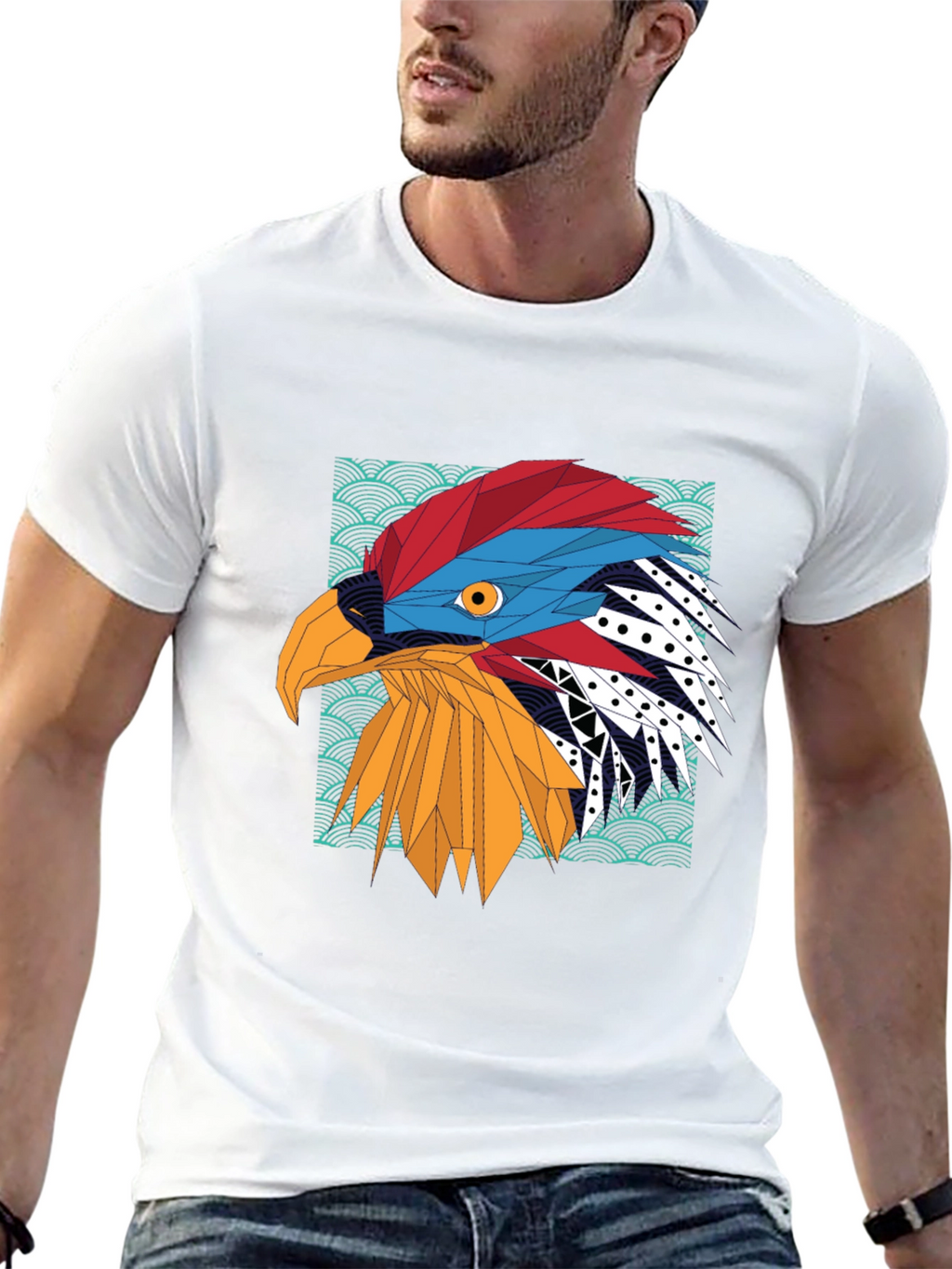 Geometric Eagle Graphic Tee - Stylish Mens T-Shirt