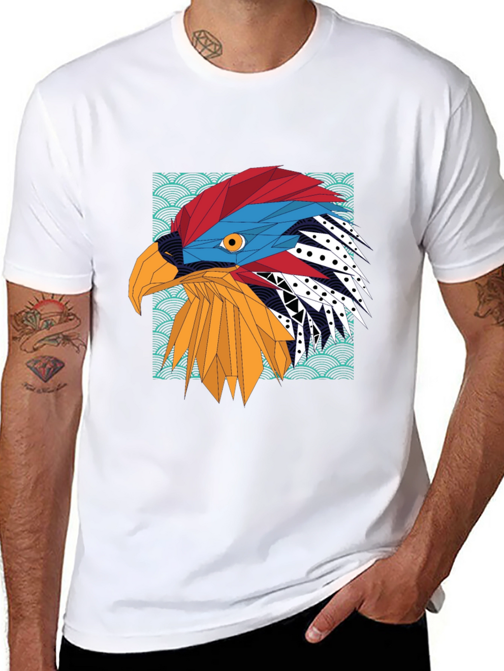 Geometric Eagle Graphic Tee - Stylish Mens T-Shirt