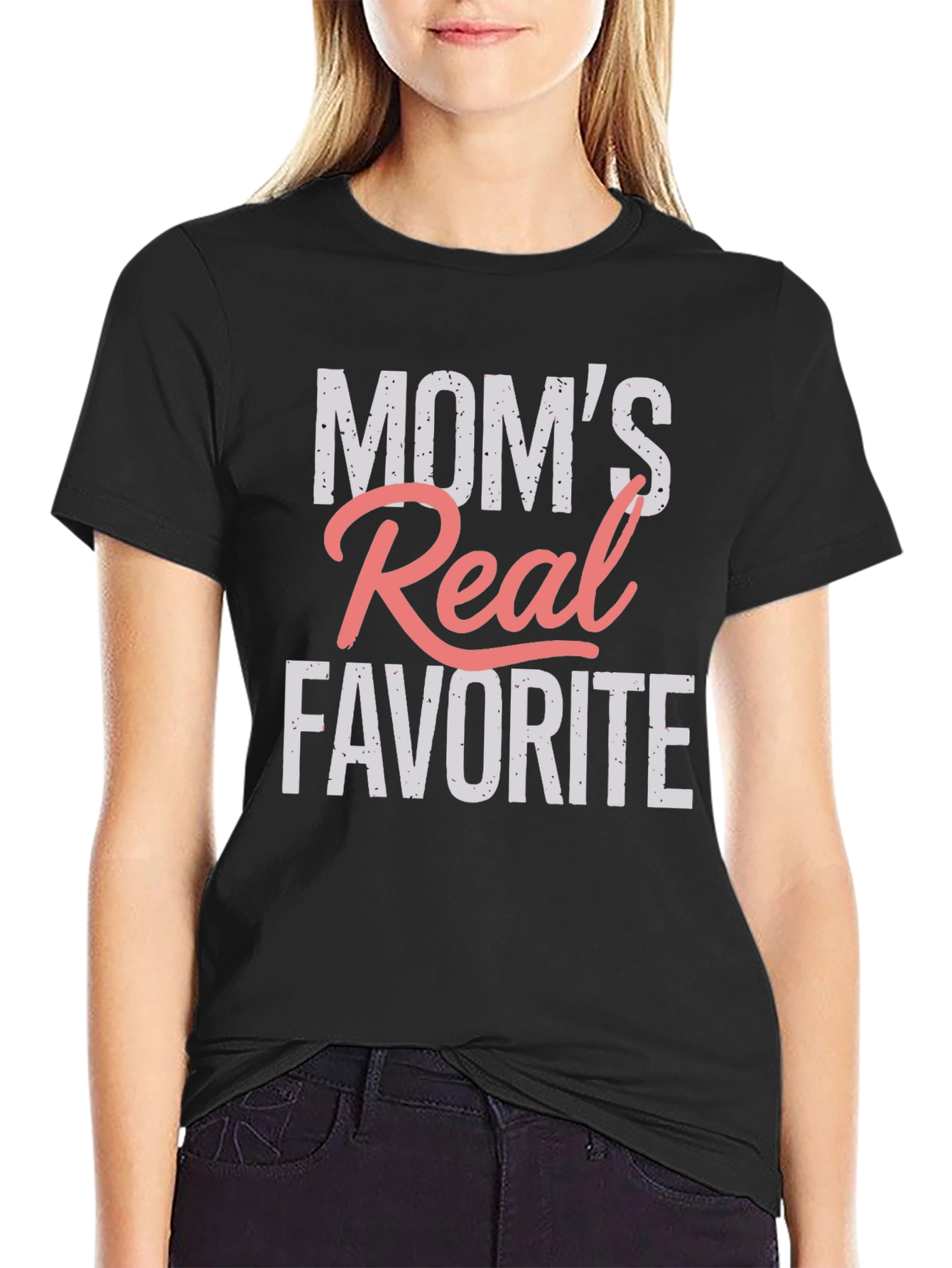 Moms Real Favorite Graphic Tee - Black Cotton Blend