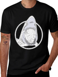 Shark Graphic Tee - Mens Black Cotton T-Shirt