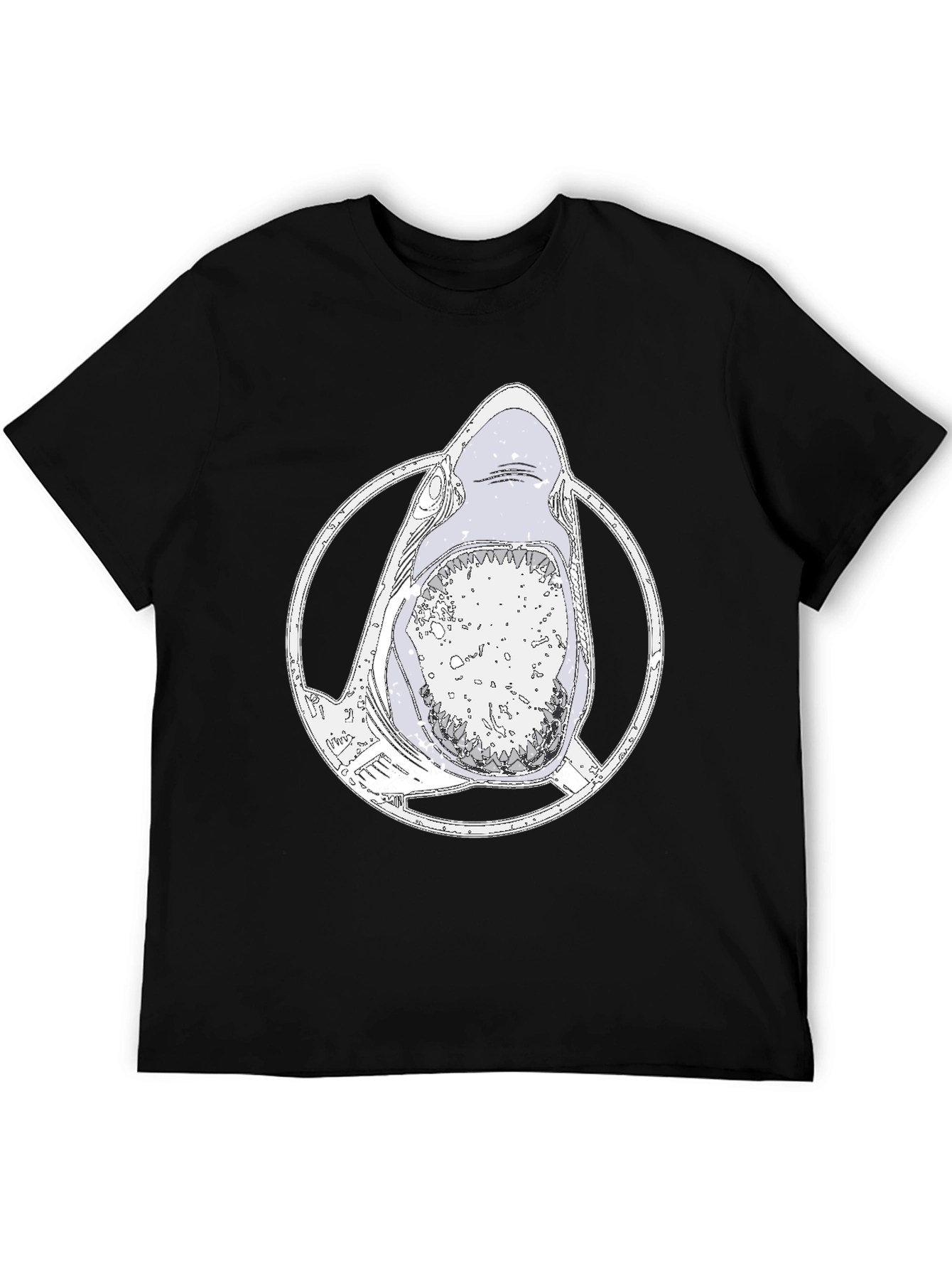 Shark Graphic Tee - Mens Black Cotton T-Shirt