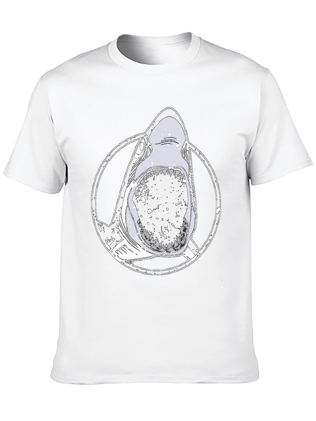 Shark Graphic Tee - Mens Black Cotton T-Shirt