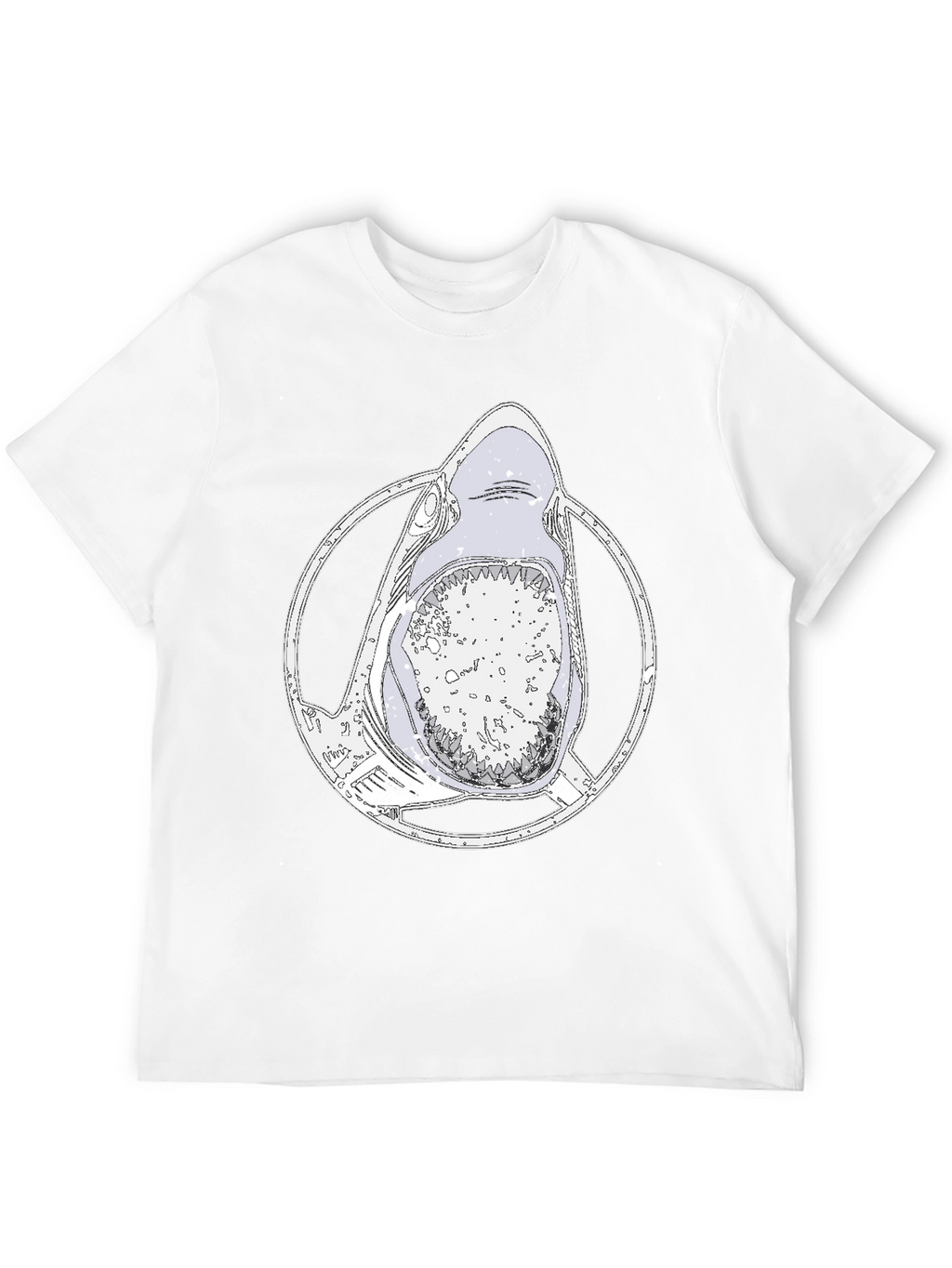 Shark Graphic Tee - Mens Black Cotton T-Shirt