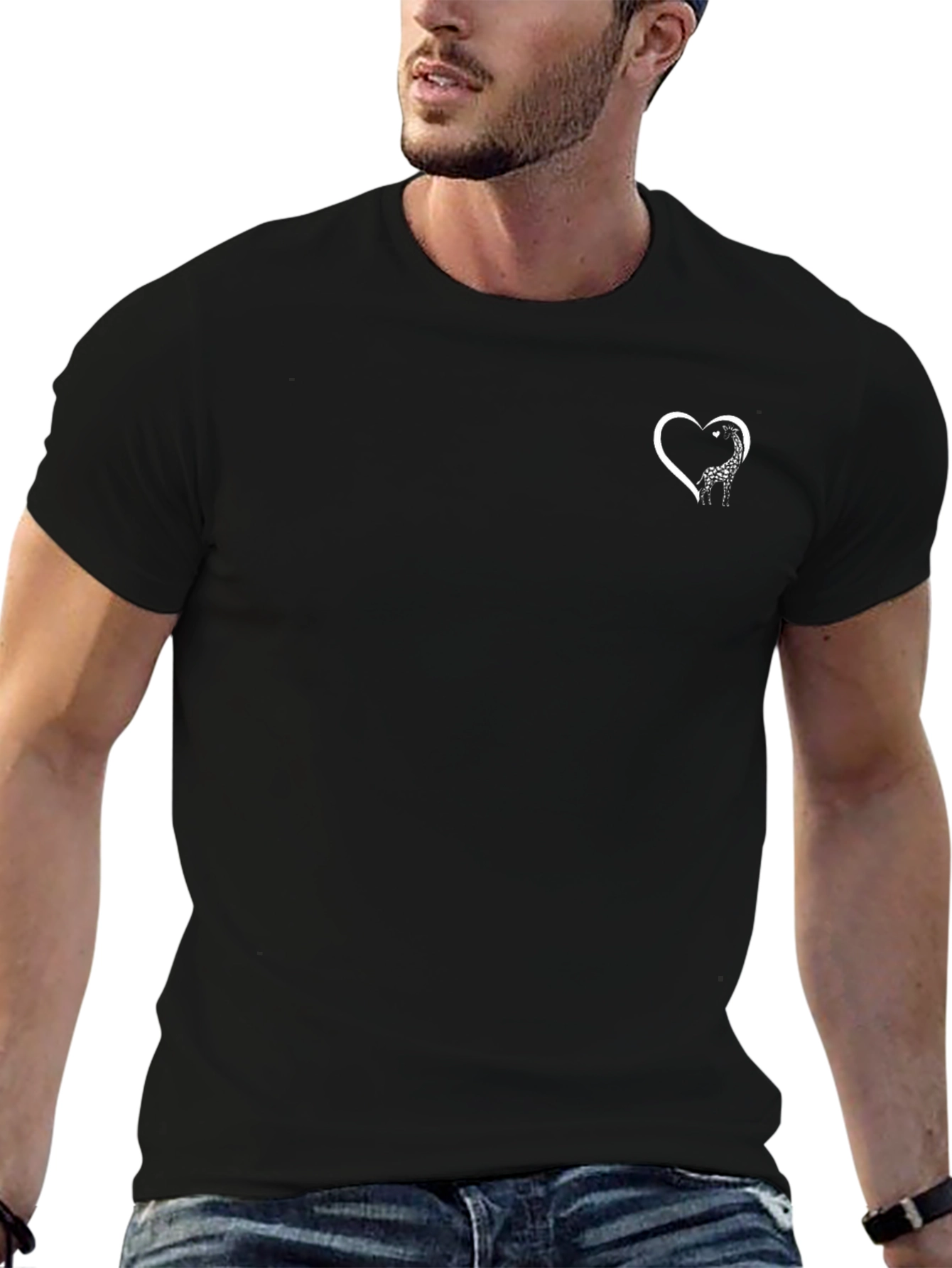 Giraffe Heart Graphic Tee - Black