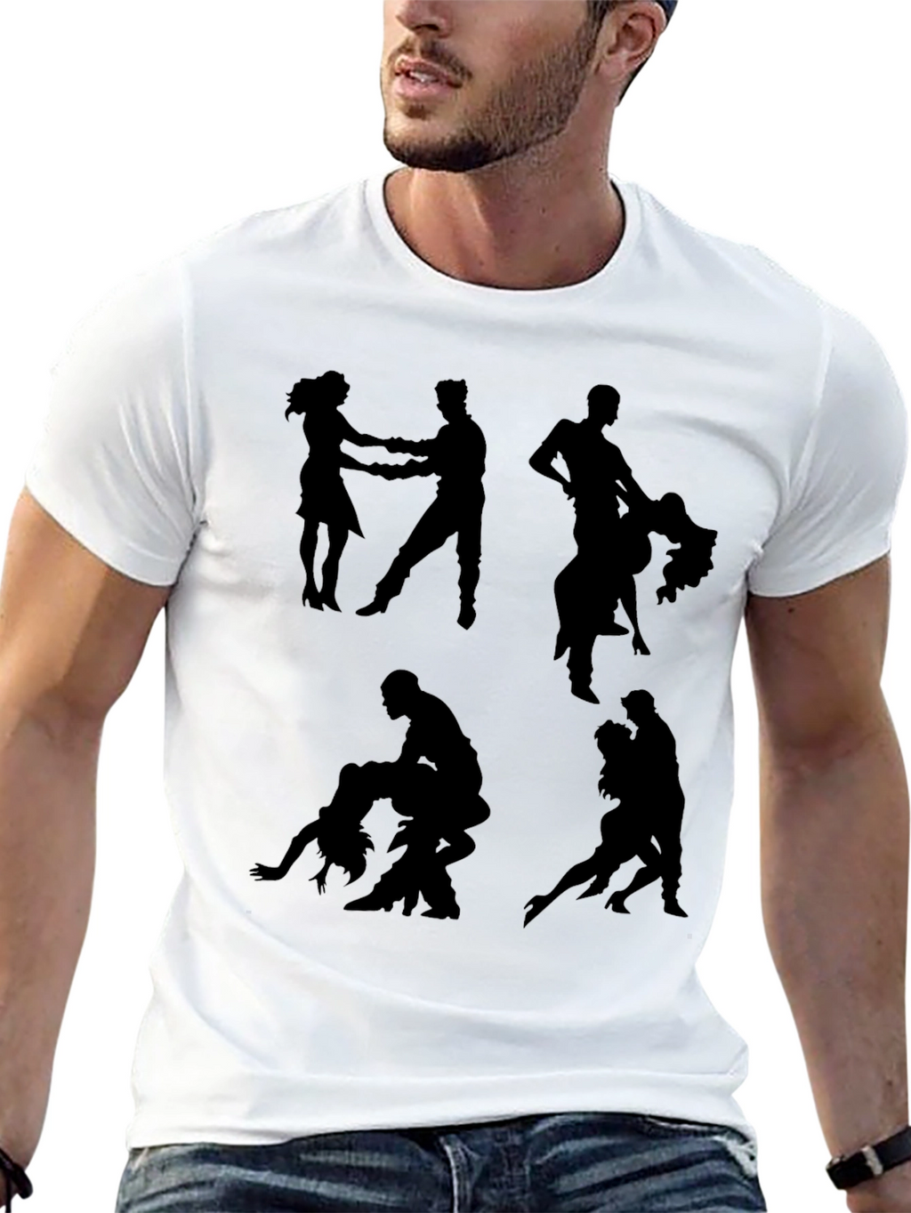 Dance Silhouette Graphic Tee - Stylish Black T-Shirt