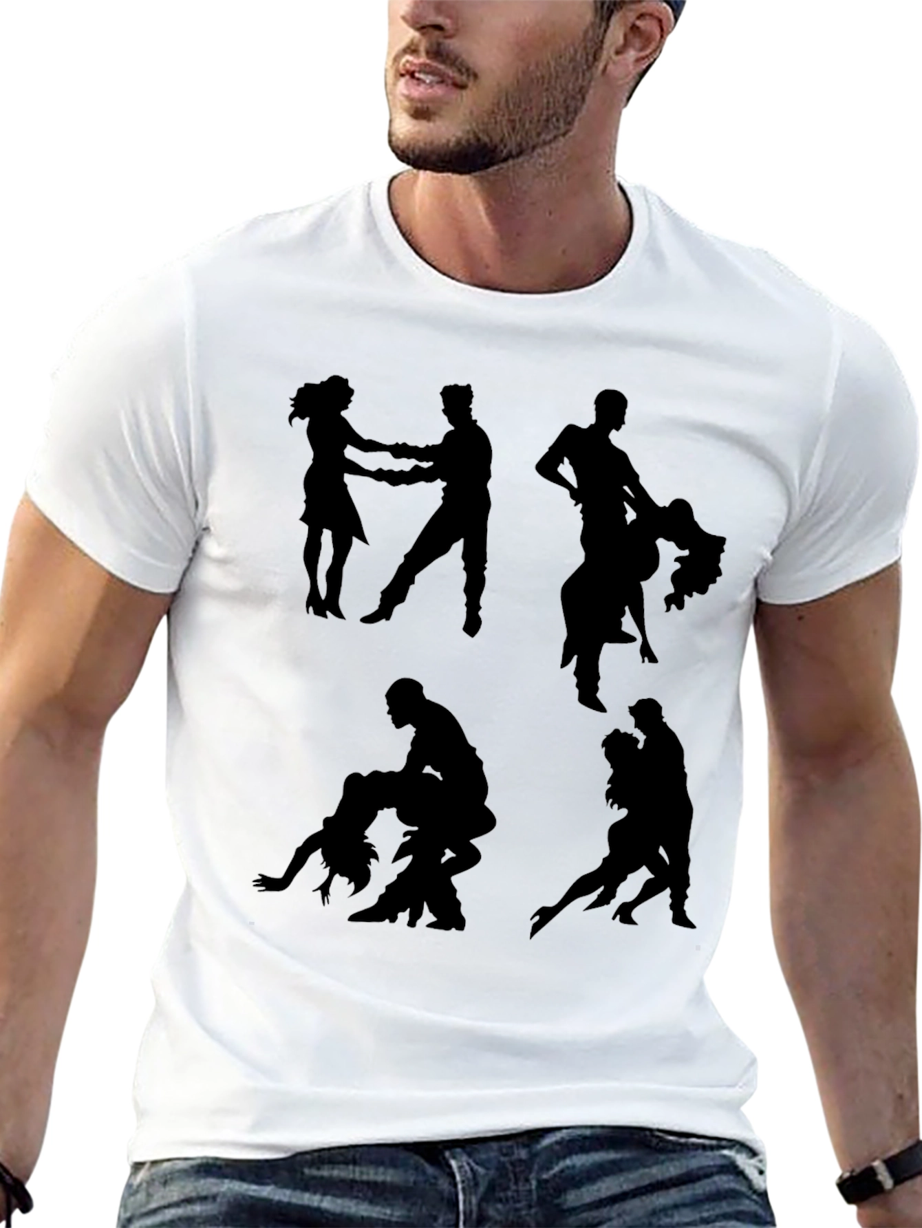 Dance Silhouette Graphic Tee - Stylish Black T-Shirt