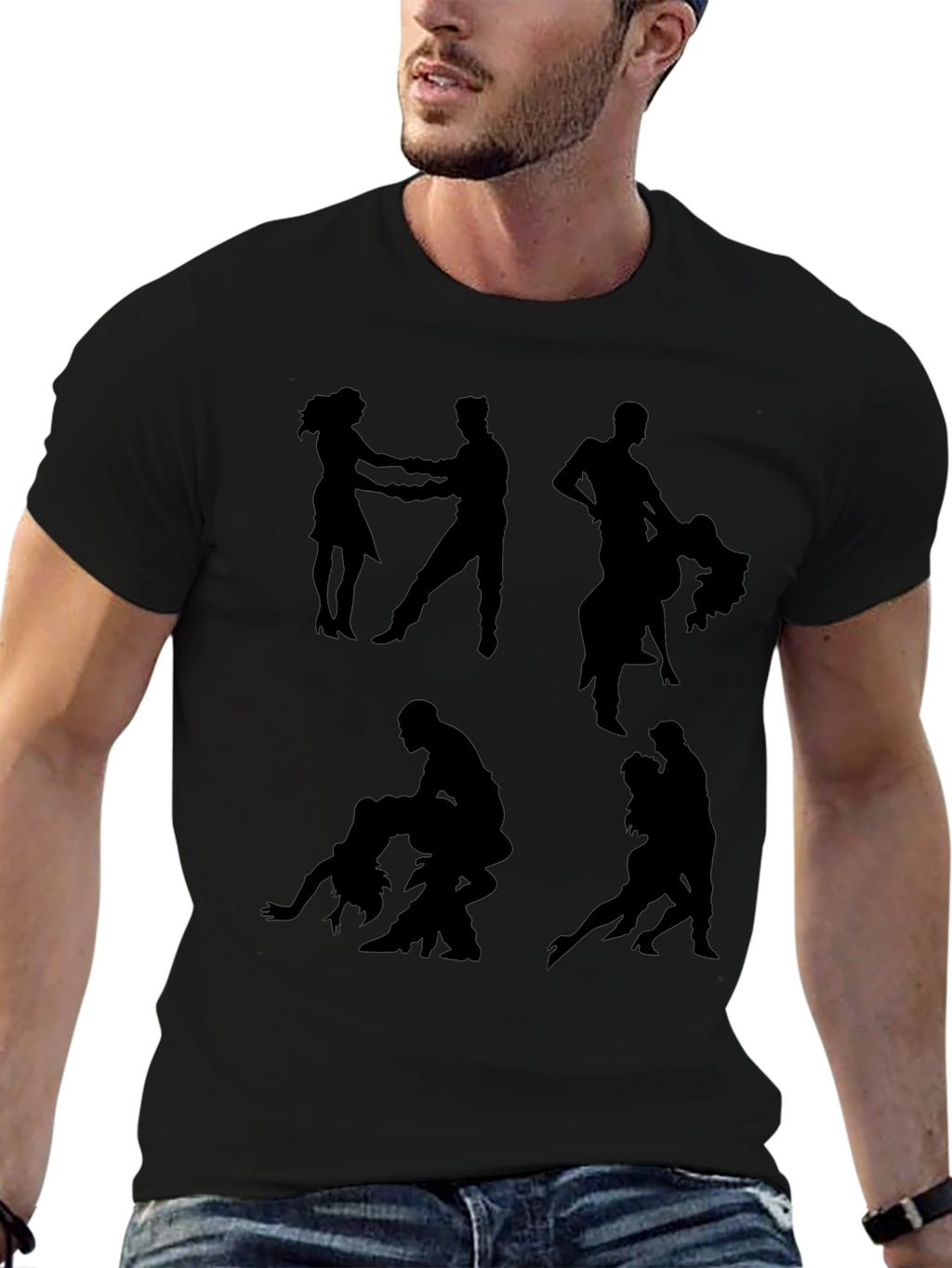 Dance Silhouette Graphic Tee - Stylish Black T-Shirt