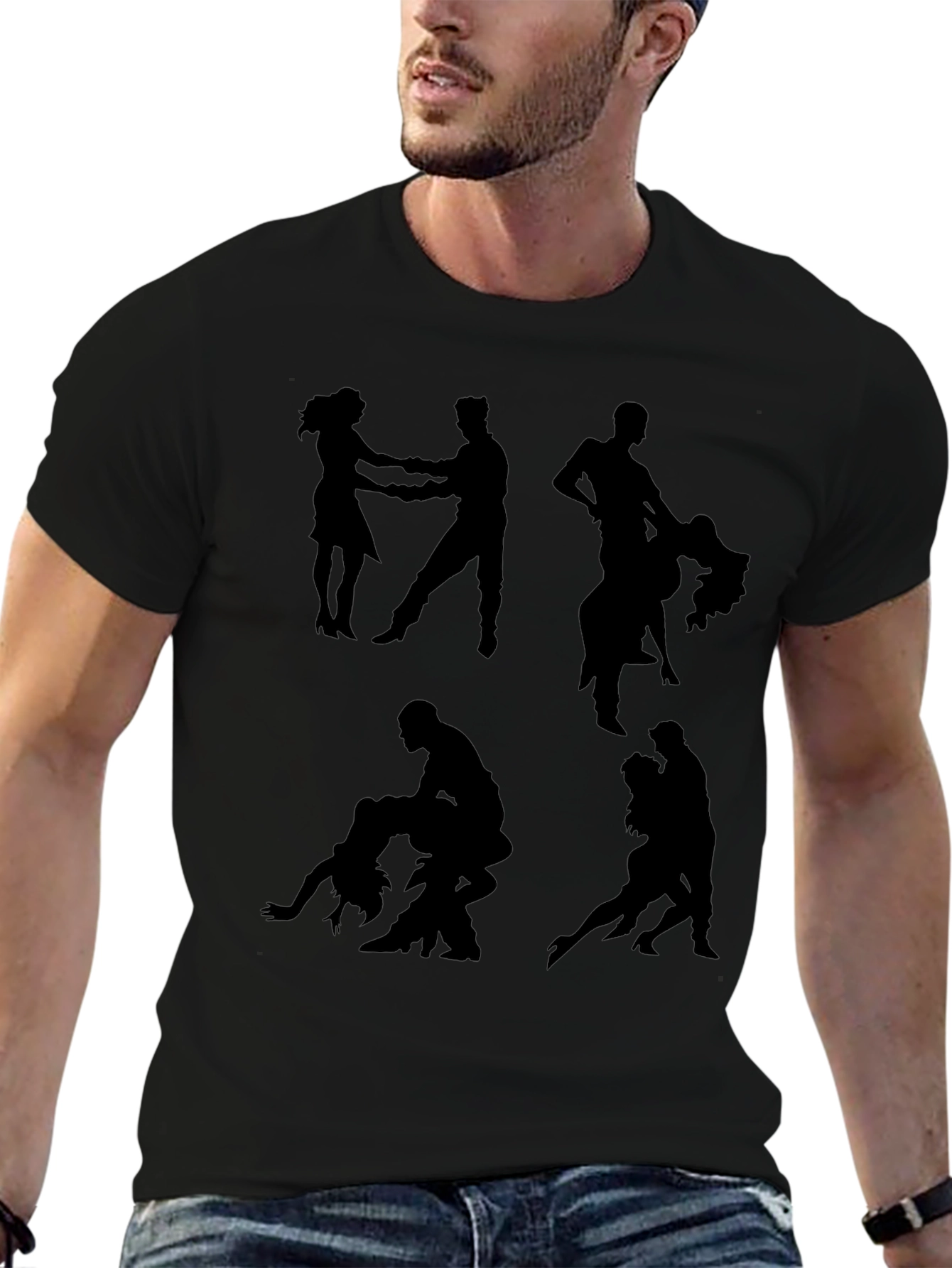 Dance Silhouette Graphic Tee - Stylish Black T-Shirt
