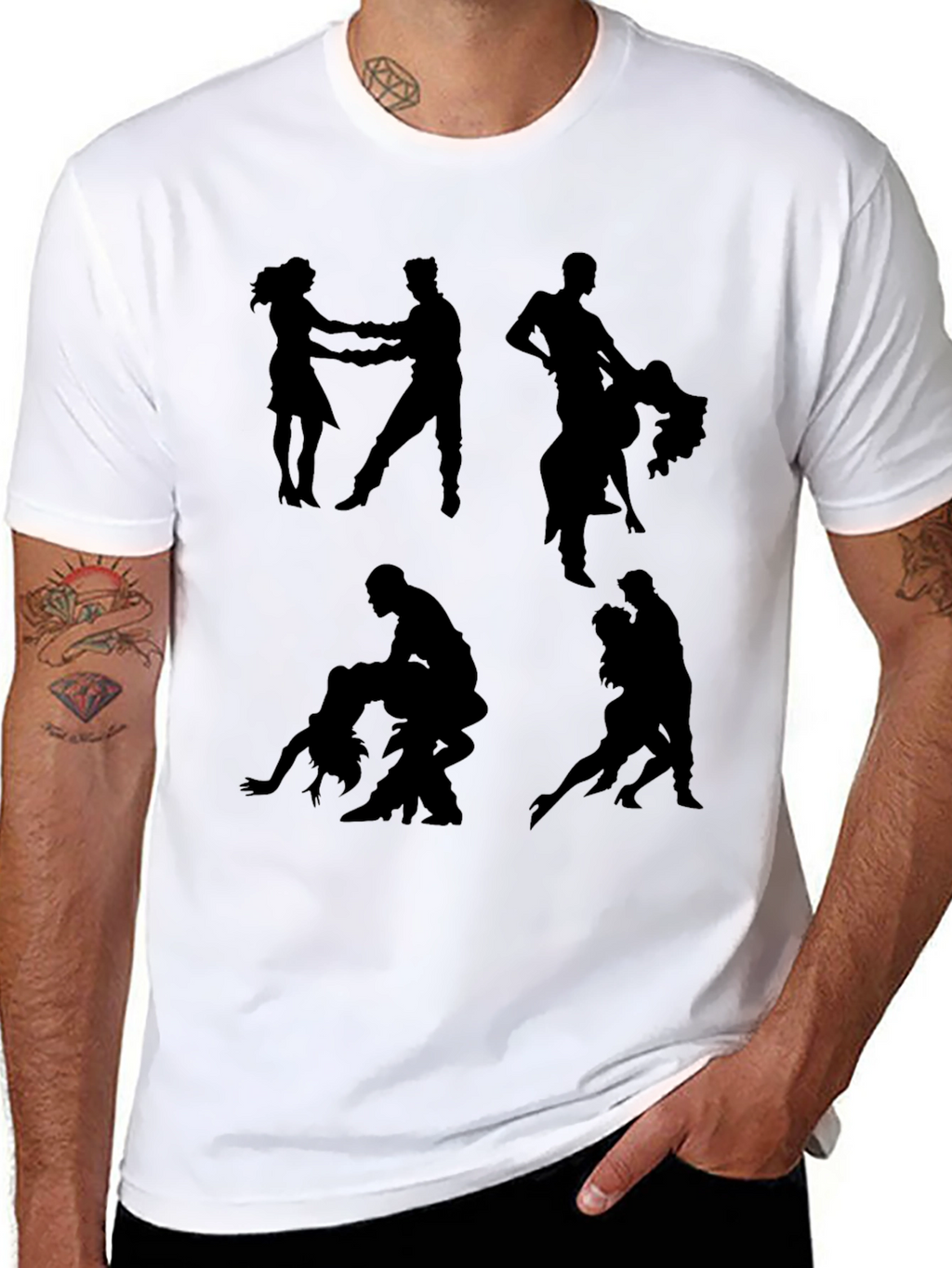 Dance Silhouette Graphic Tee - Stylish Black T-Shirt