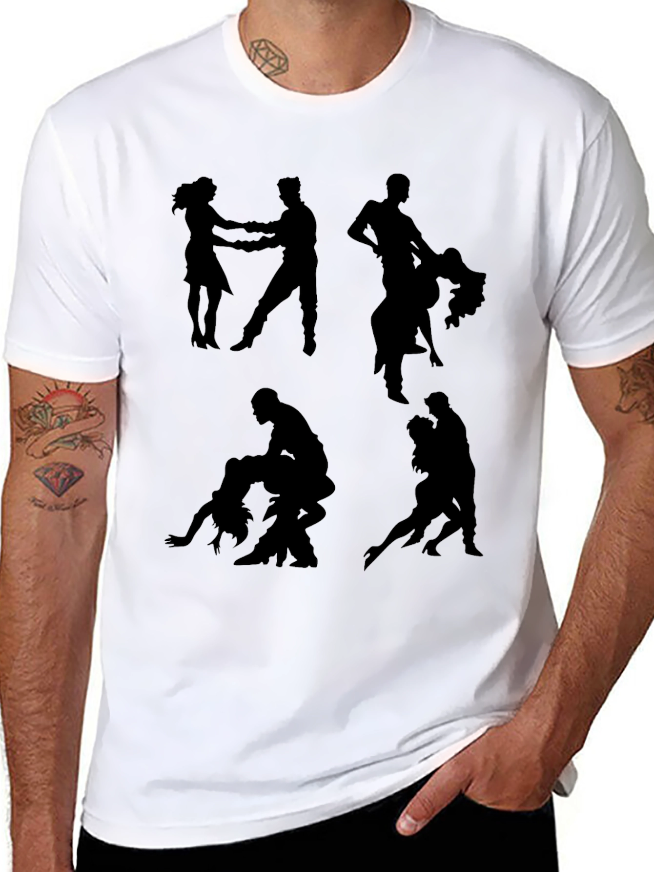 Dance Silhouette Graphic Tee - Stylish Black T-Shirt