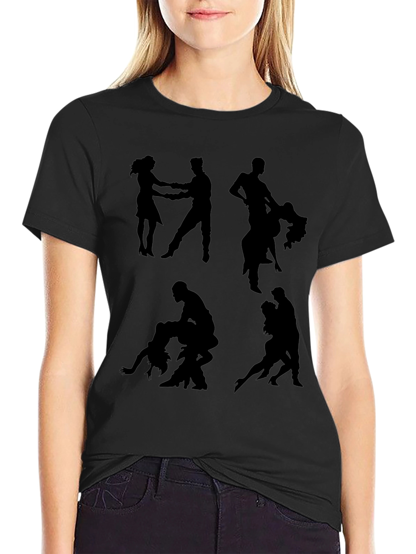 Dance Silhouette Graphic Tee - Stylish Black T-Shirt