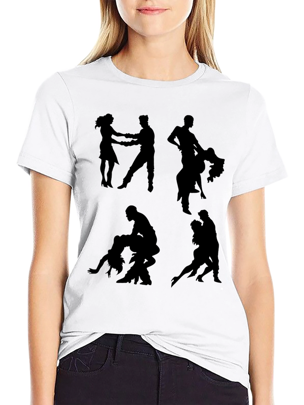 Dance Silhouette Graphic Tee - Stylish Black T-Shirt