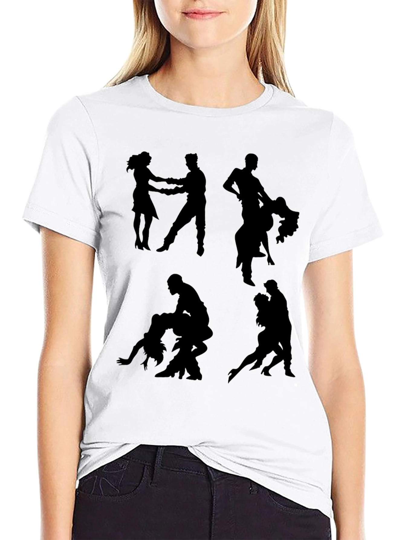Dance Silhouette Graphic Tee - Stylish Black T-Shirt