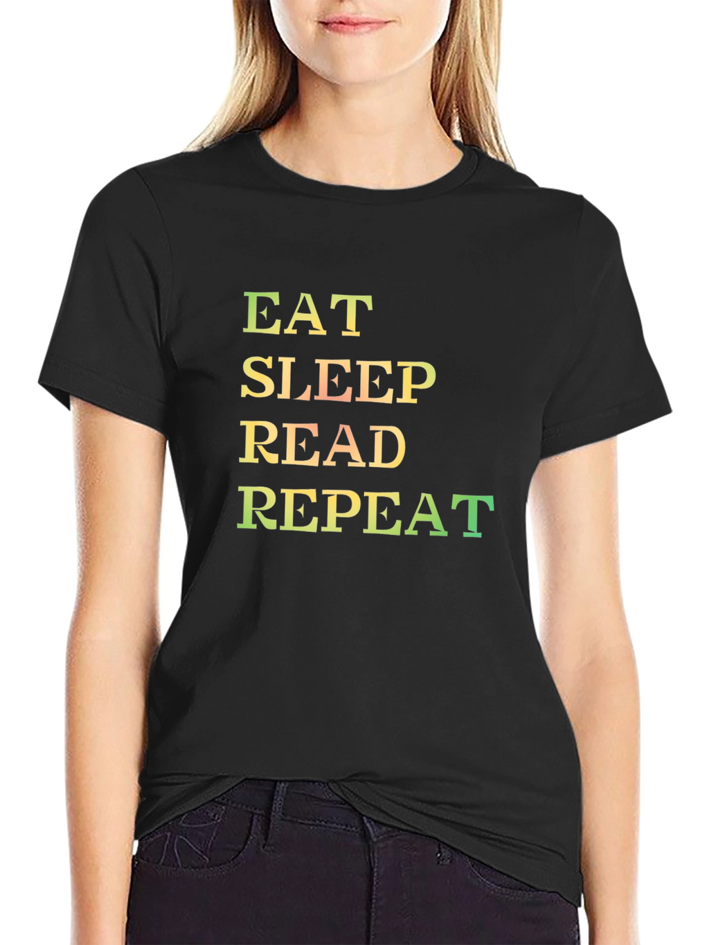 Eat Sleep Read Repeat Black Graphic Tee