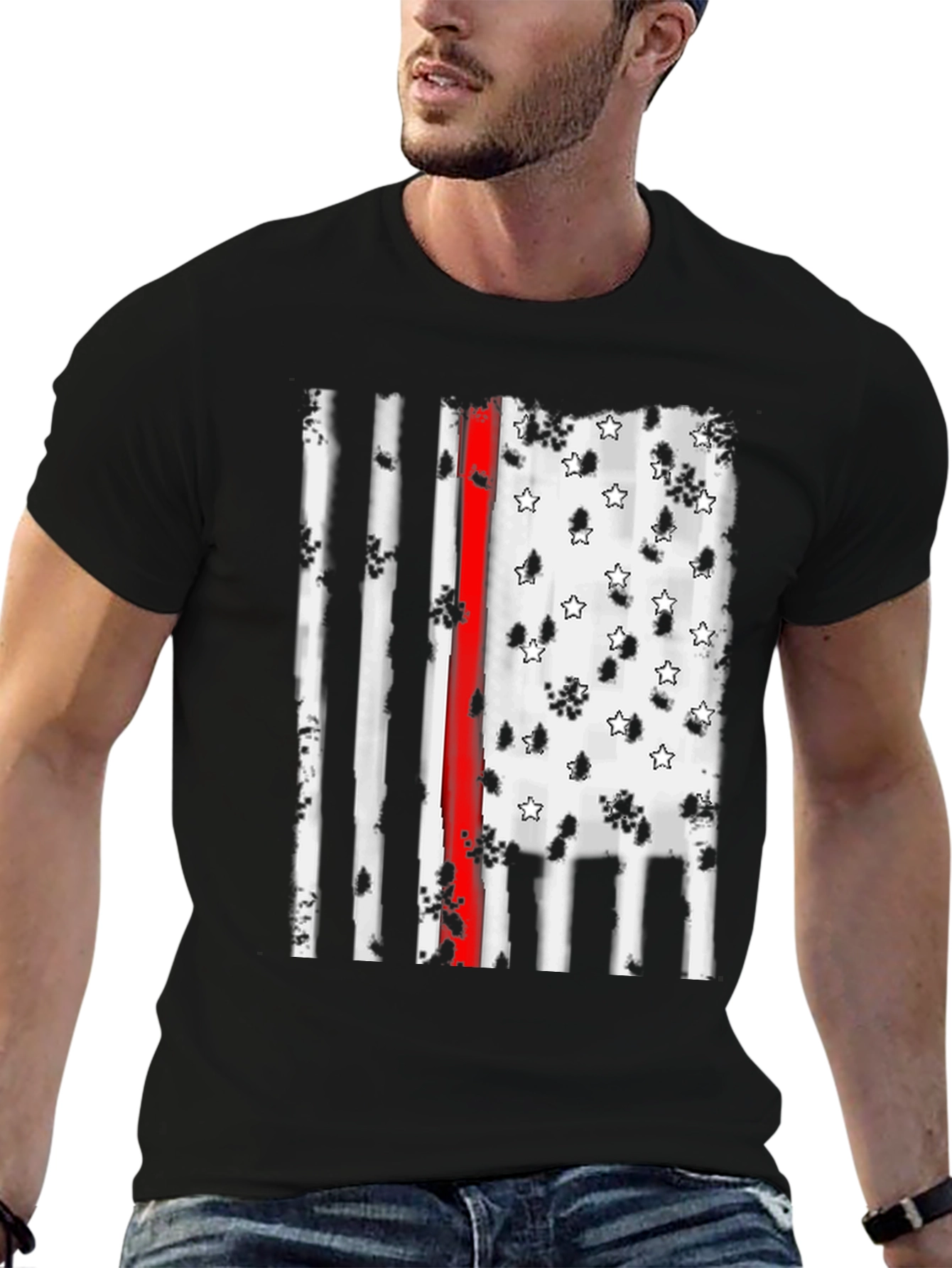 Thin Red Line American Flag Graphic Tee