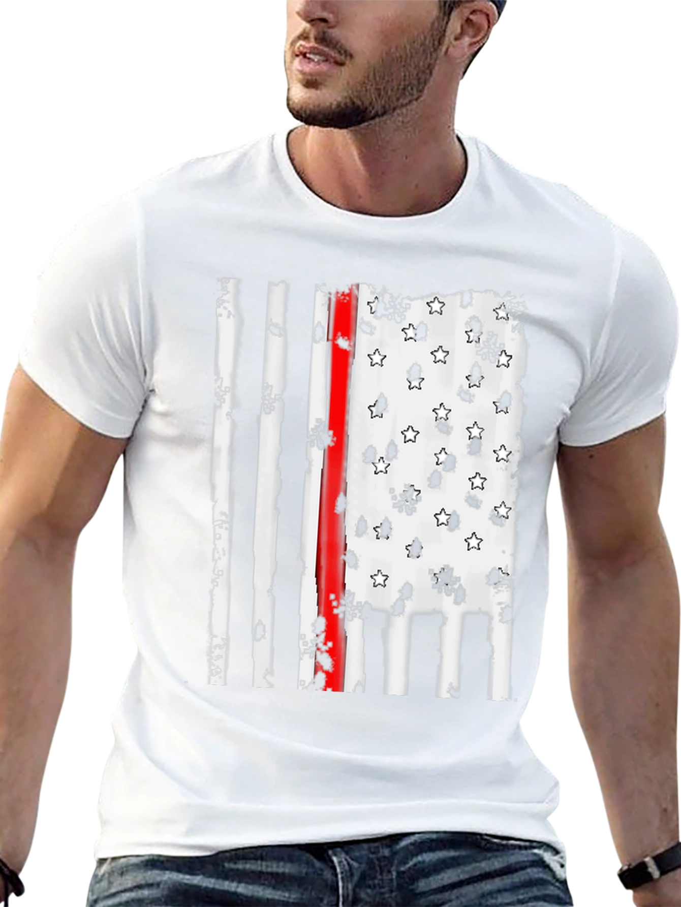 Thin Red Line American Flag Graphic Tee