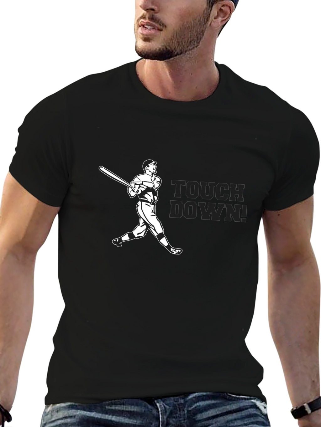 Baseball Touchdown Graphic Tee - Classic Black T-Shirt