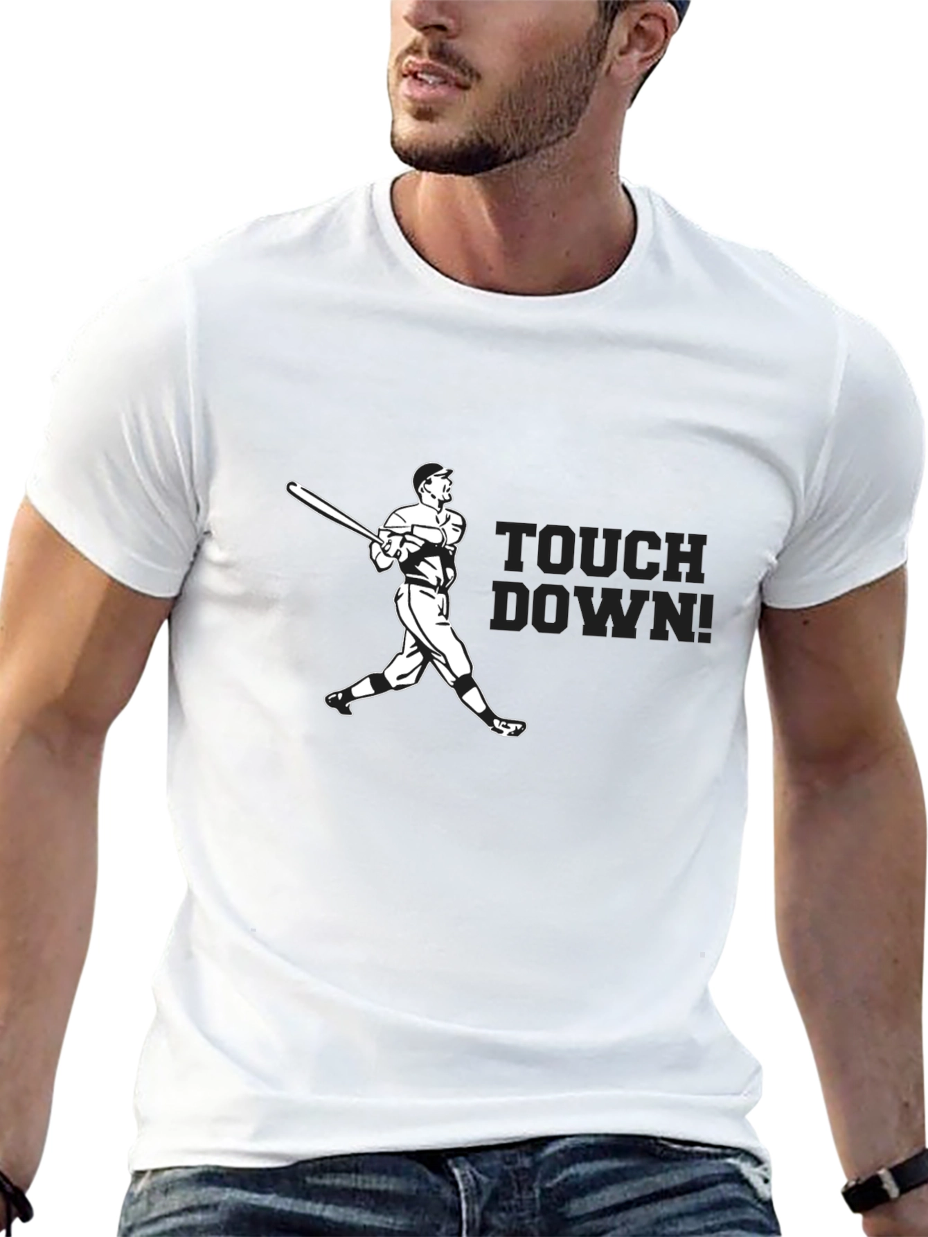 Baseball Touchdown Graphic Tee - Classic Black T-Shirt
