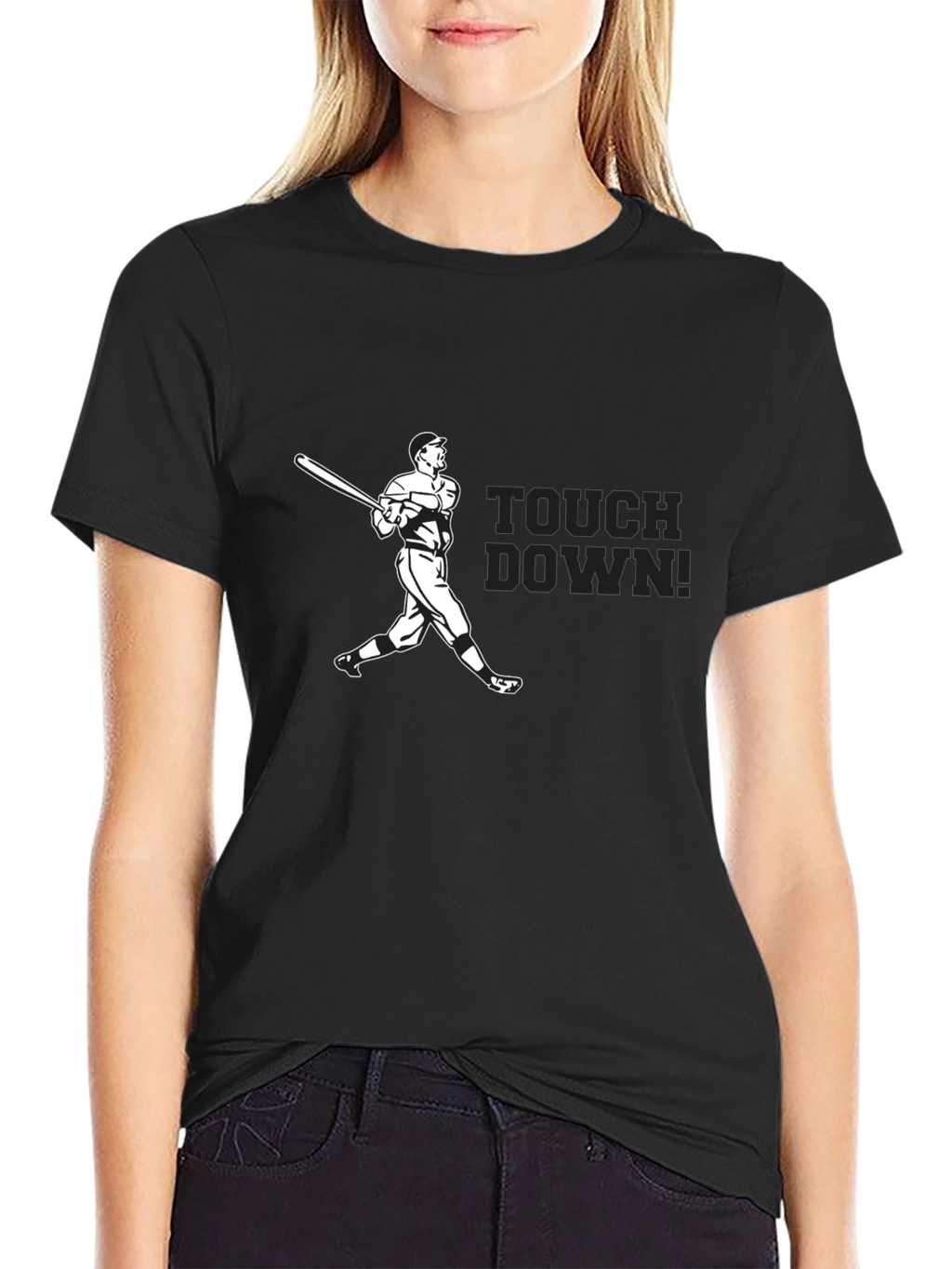 Baseball Touchdown Graphic Tee - Classic Black T-Shirt