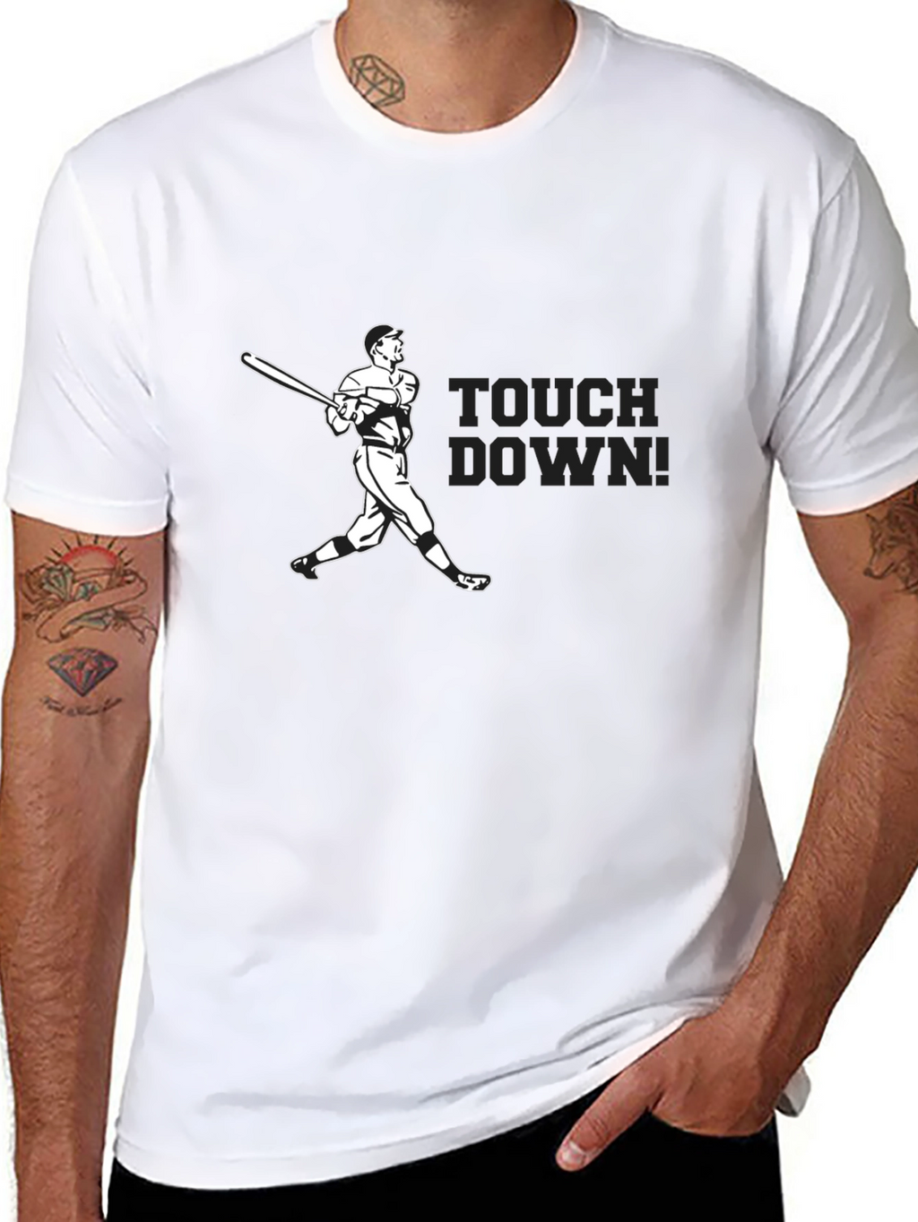 Baseball Touchdown Graphic Tee - Classic Black T-Shirt