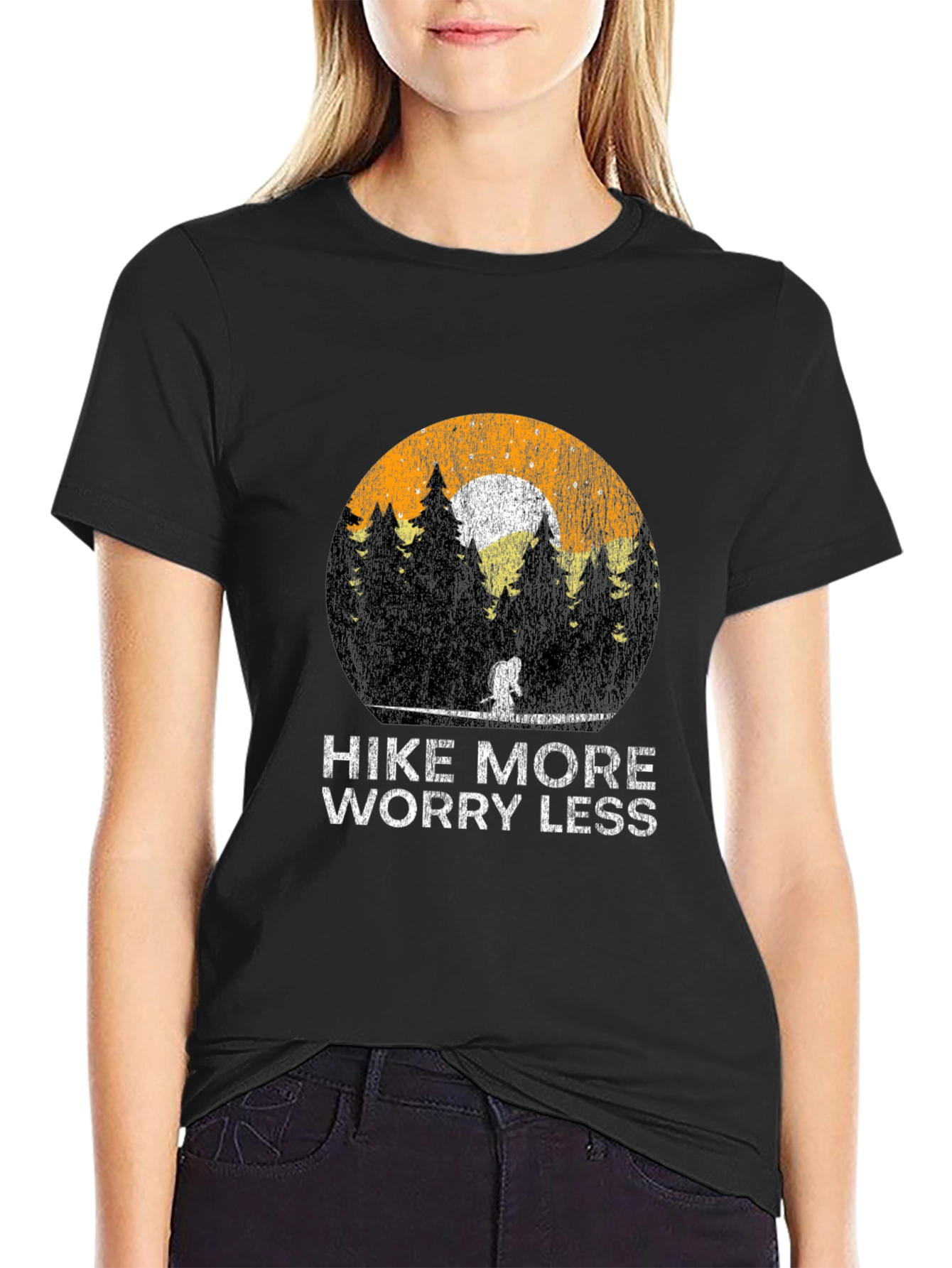 Hike More Worry Less Black T-Shirt