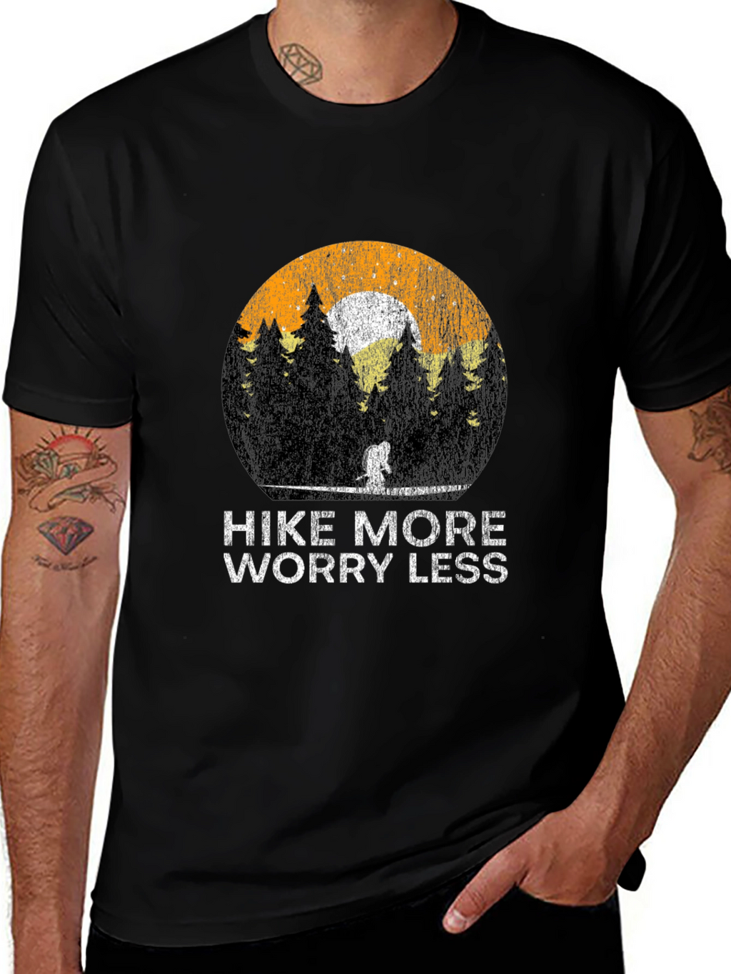 Hike More Worry Less Black T-Shirt