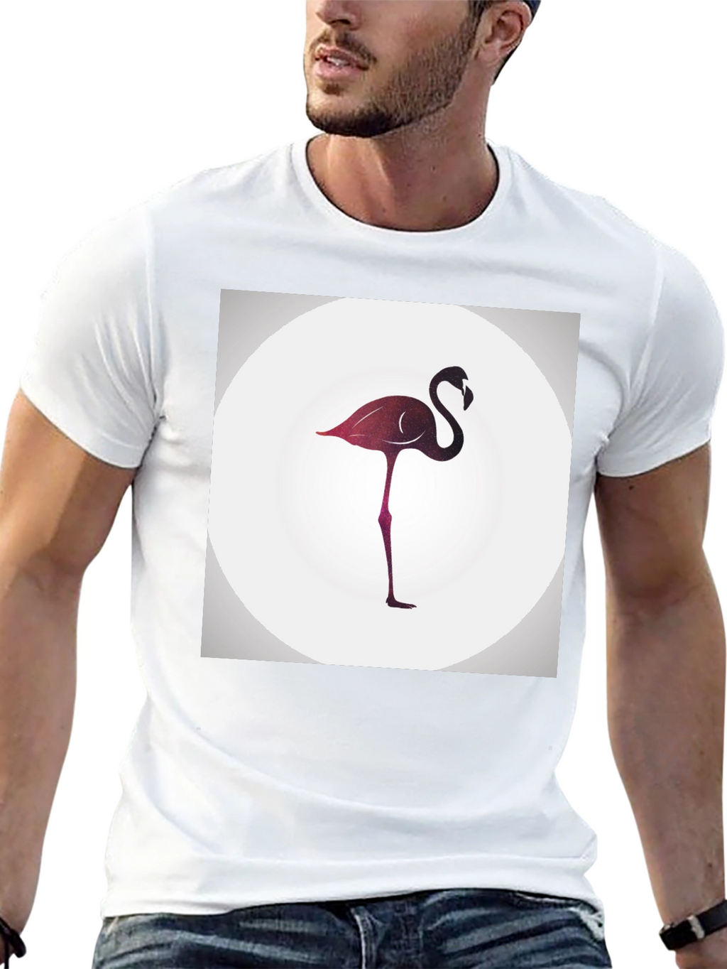 Stylish Flamingo Graphic Black T-Shirt