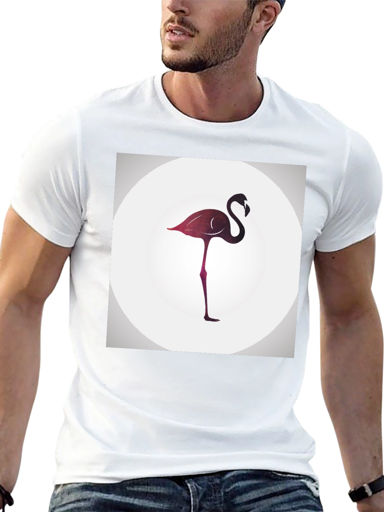 Stylish Flamingo Graphic Black T-Shirt