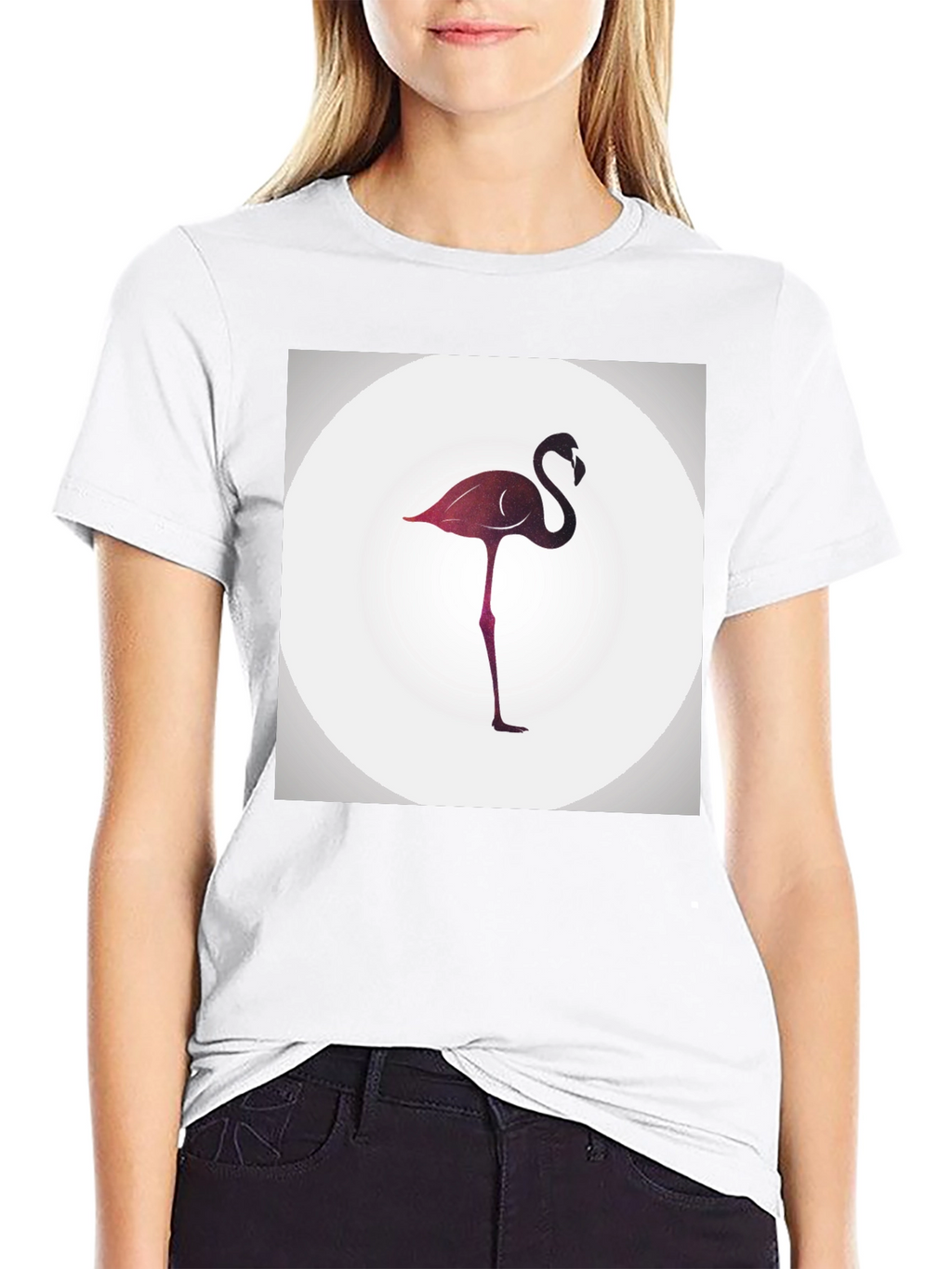 Stylish Flamingo Graphic Black T-Shirt