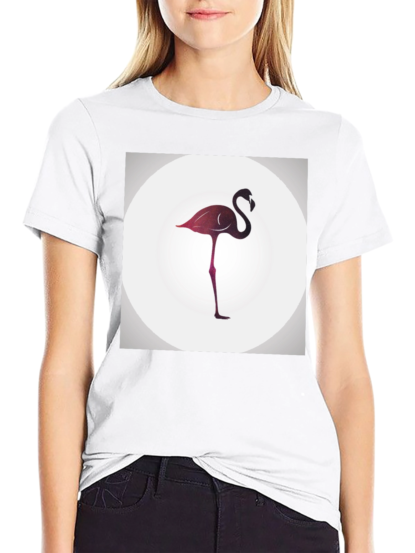 Stylish Flamingo Graphic Black T-Shirt