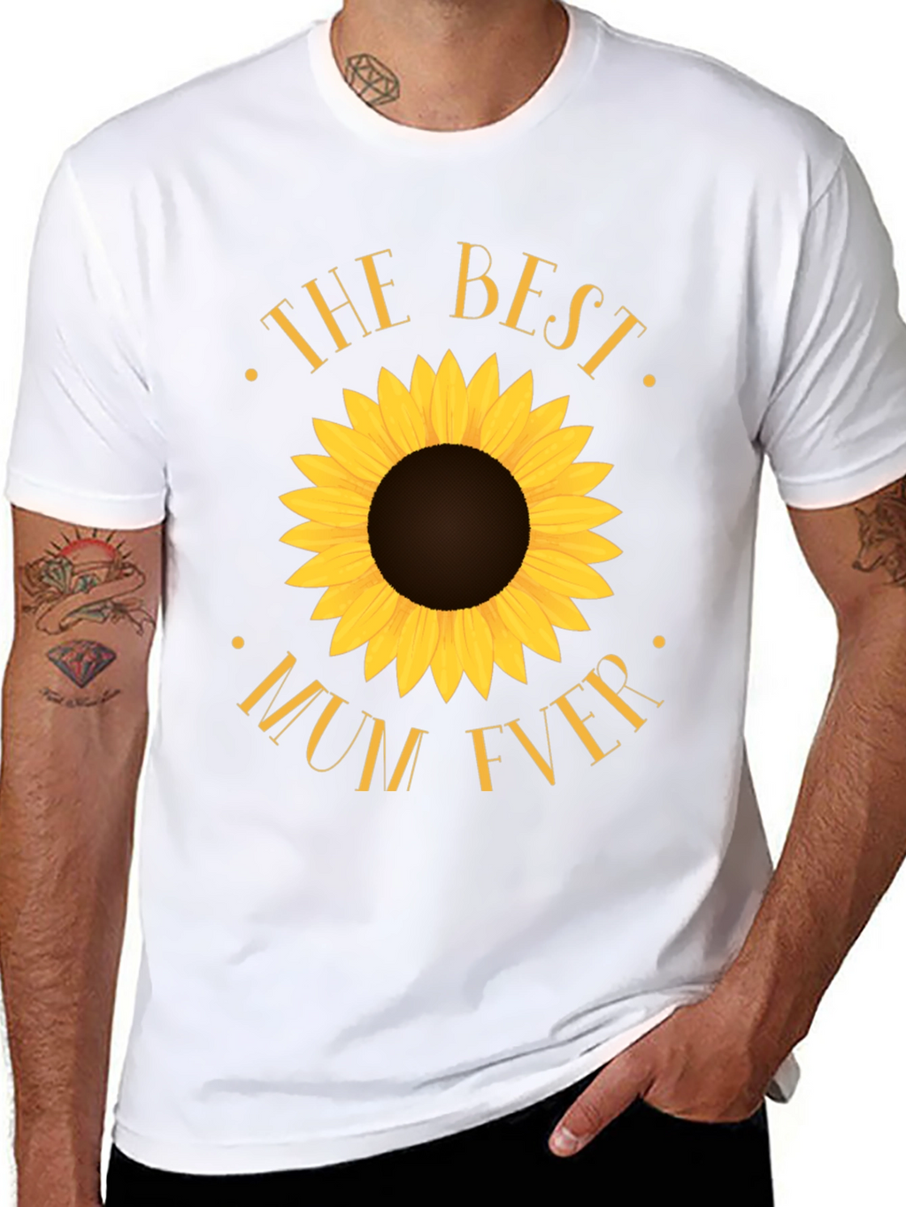 Best Mum Ever Sunflower Black T-Shirt