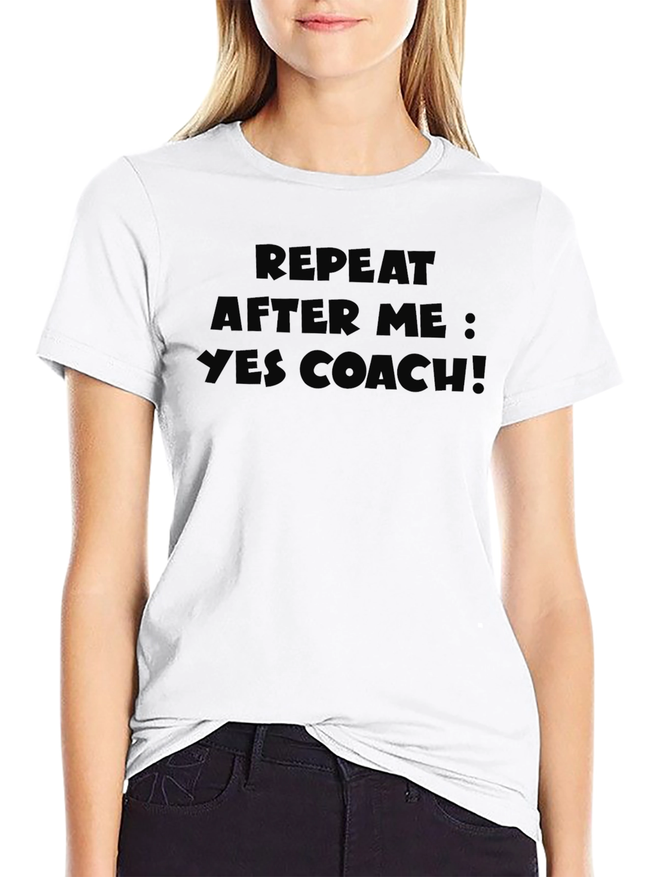 Repeat After Me Yes Coach Graphic Tee - Black