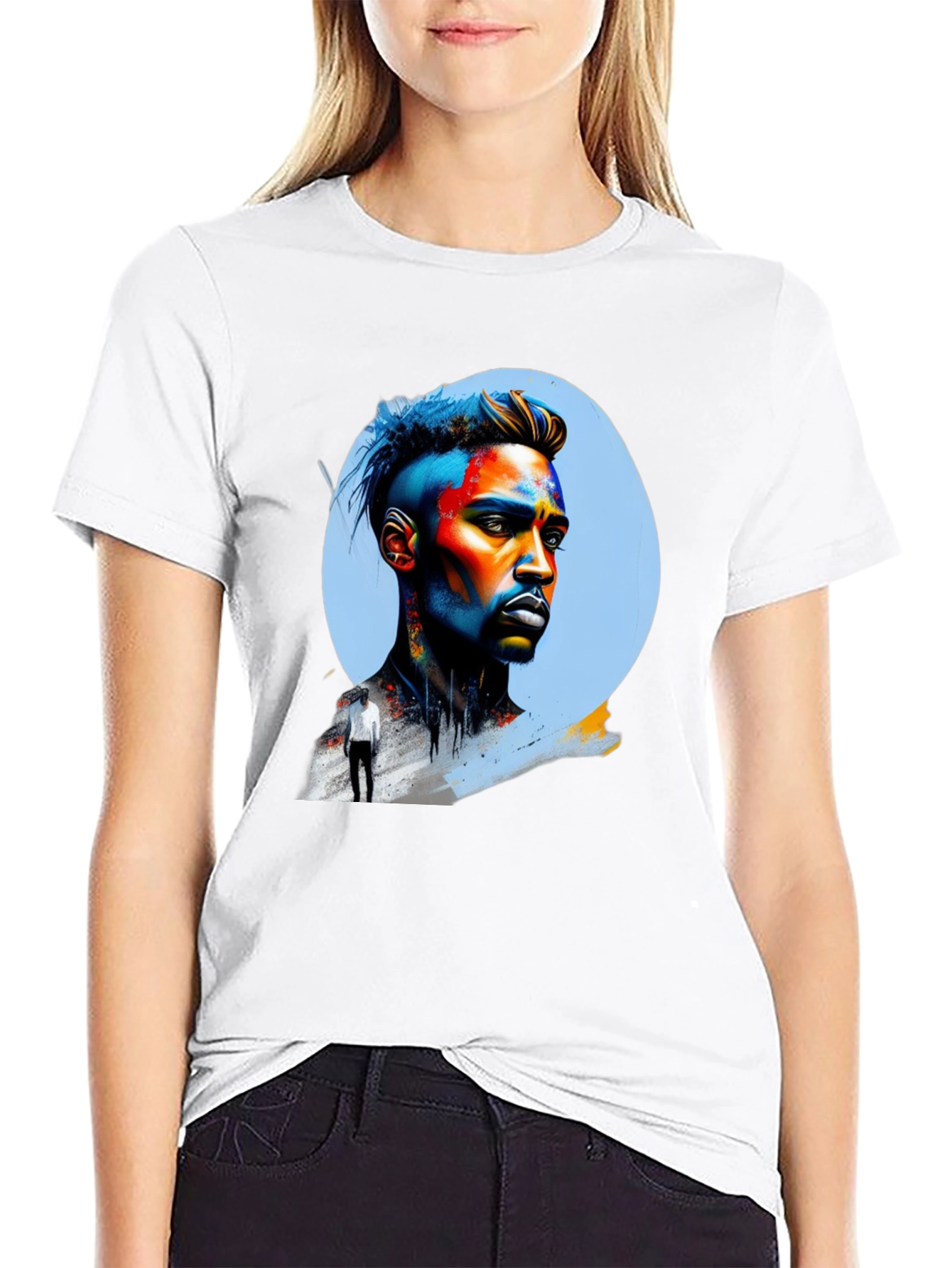 Artistic Portrait Graphic Black Tee