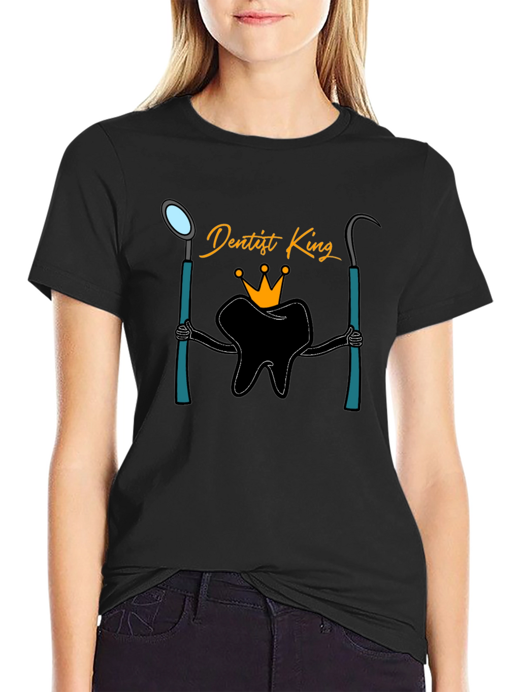 Dentist King Graphic T-Shirt - Black Cotton Tee