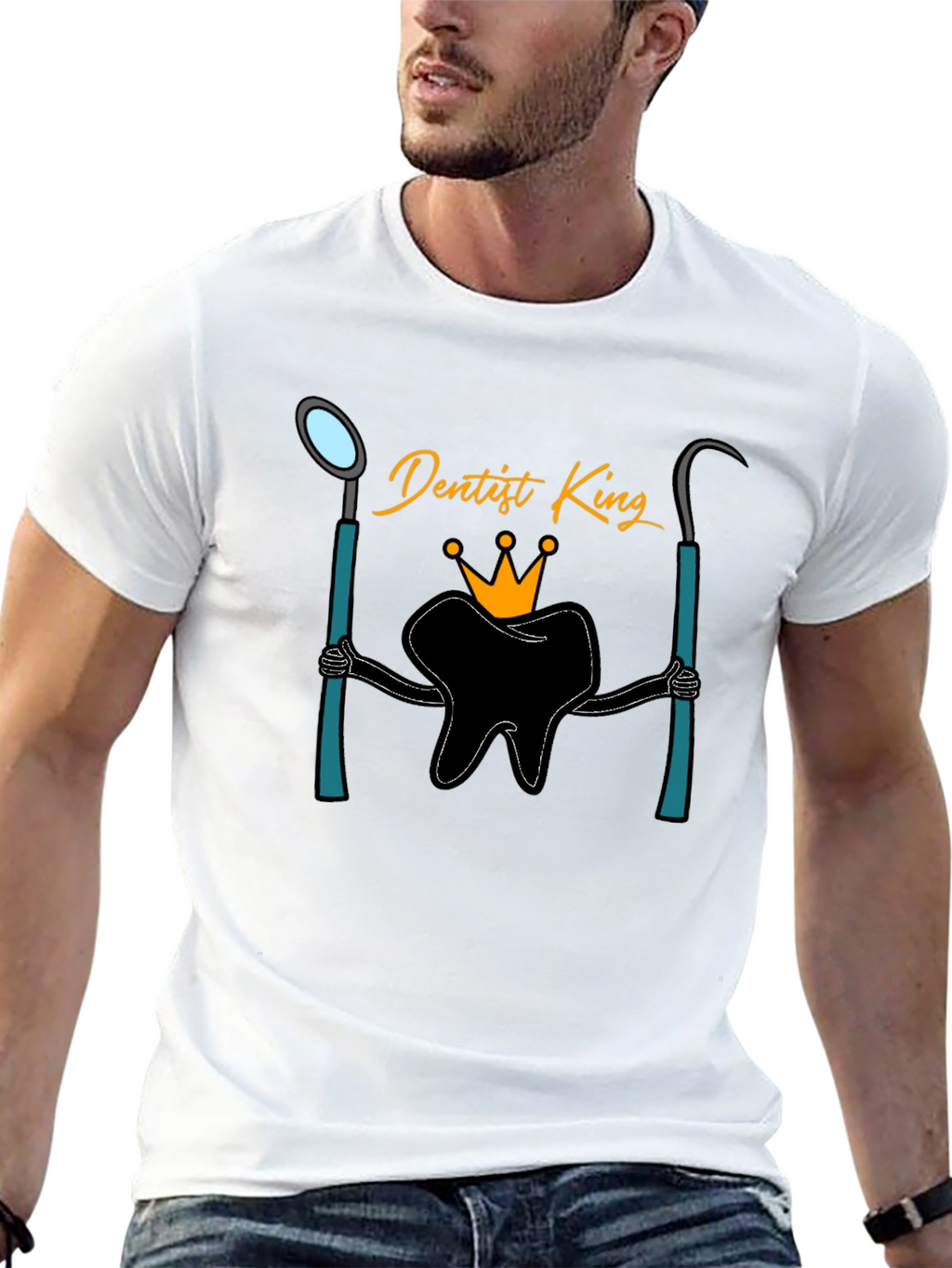 Dentist King Graphic T-Shirt - Black Cotton Tee