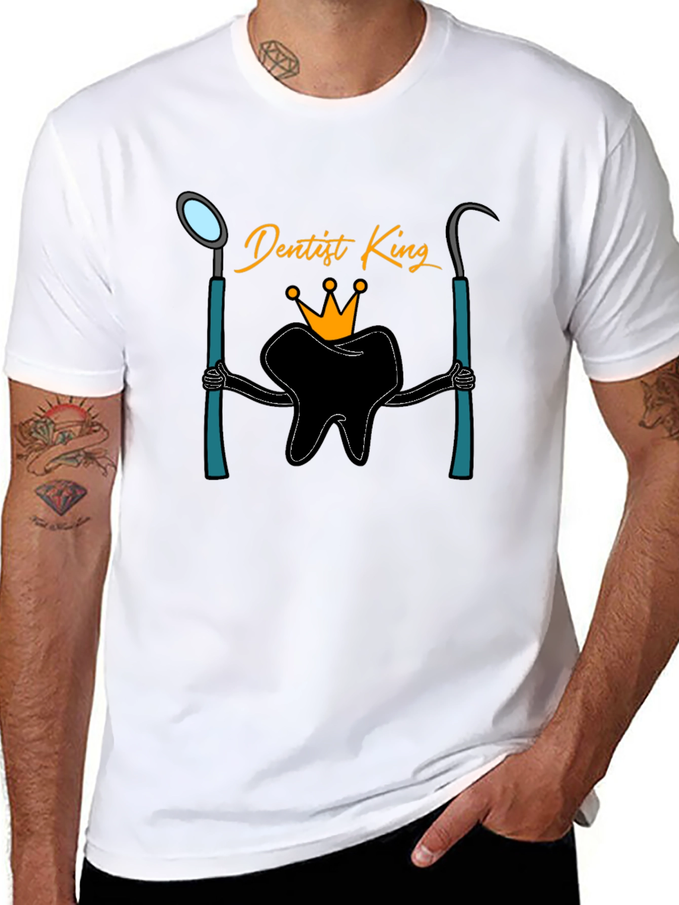 Dentist King Graphic T-Shirt - Black Cotton Tee