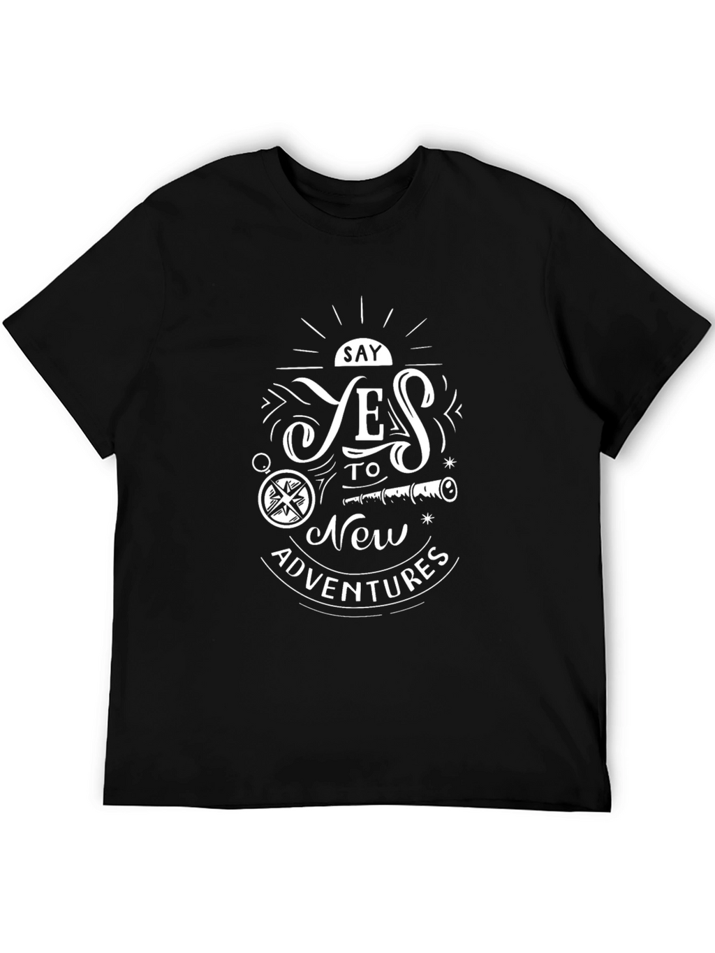 Adventure Awaits: Graphic Print Black Tee