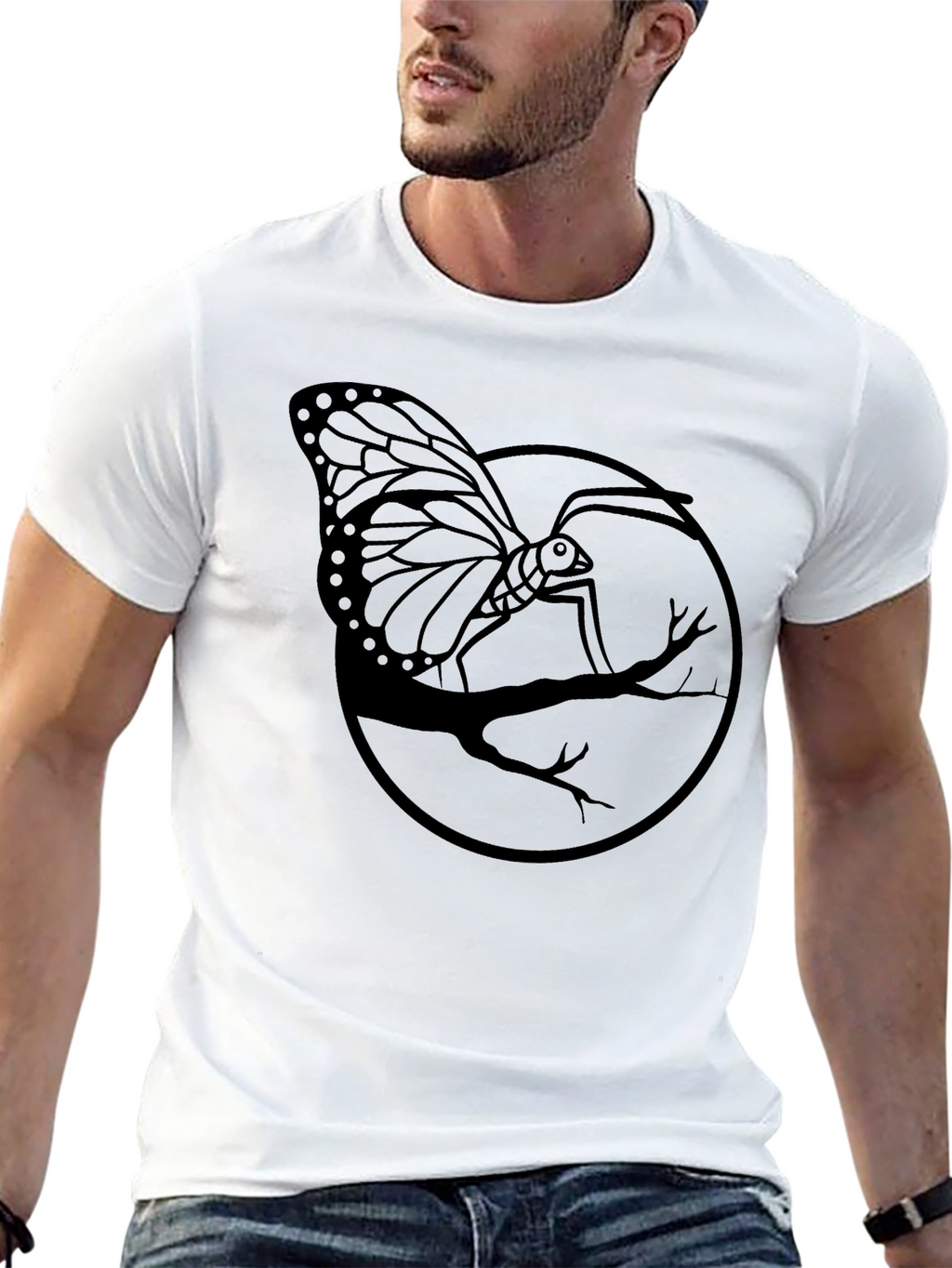 Butterfly Branch Graphic Tee - Mens Black Shirt