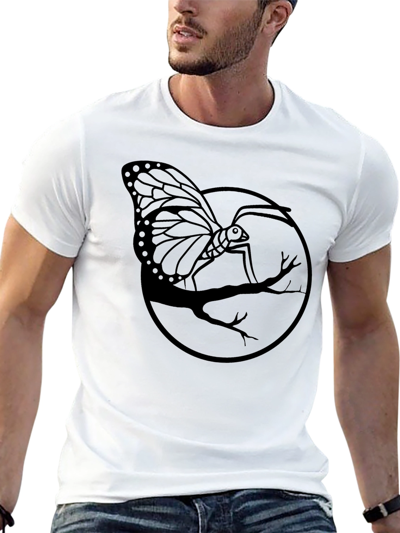 Butterfly Branch Graphic Tee - Mens Black Shirt
