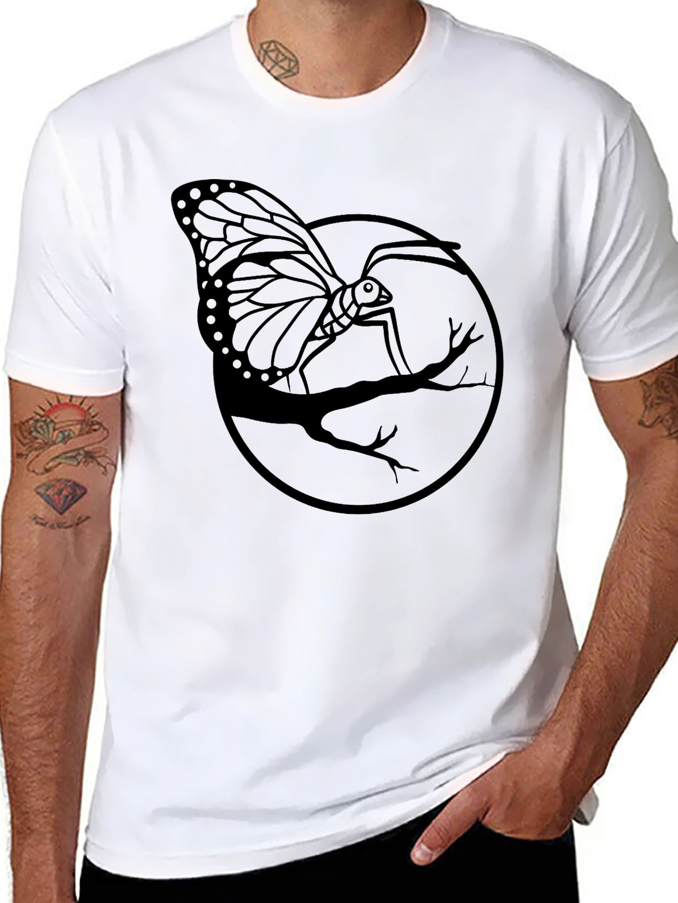 Butterfly Branch Graphic Tee - Mens Black Shirt