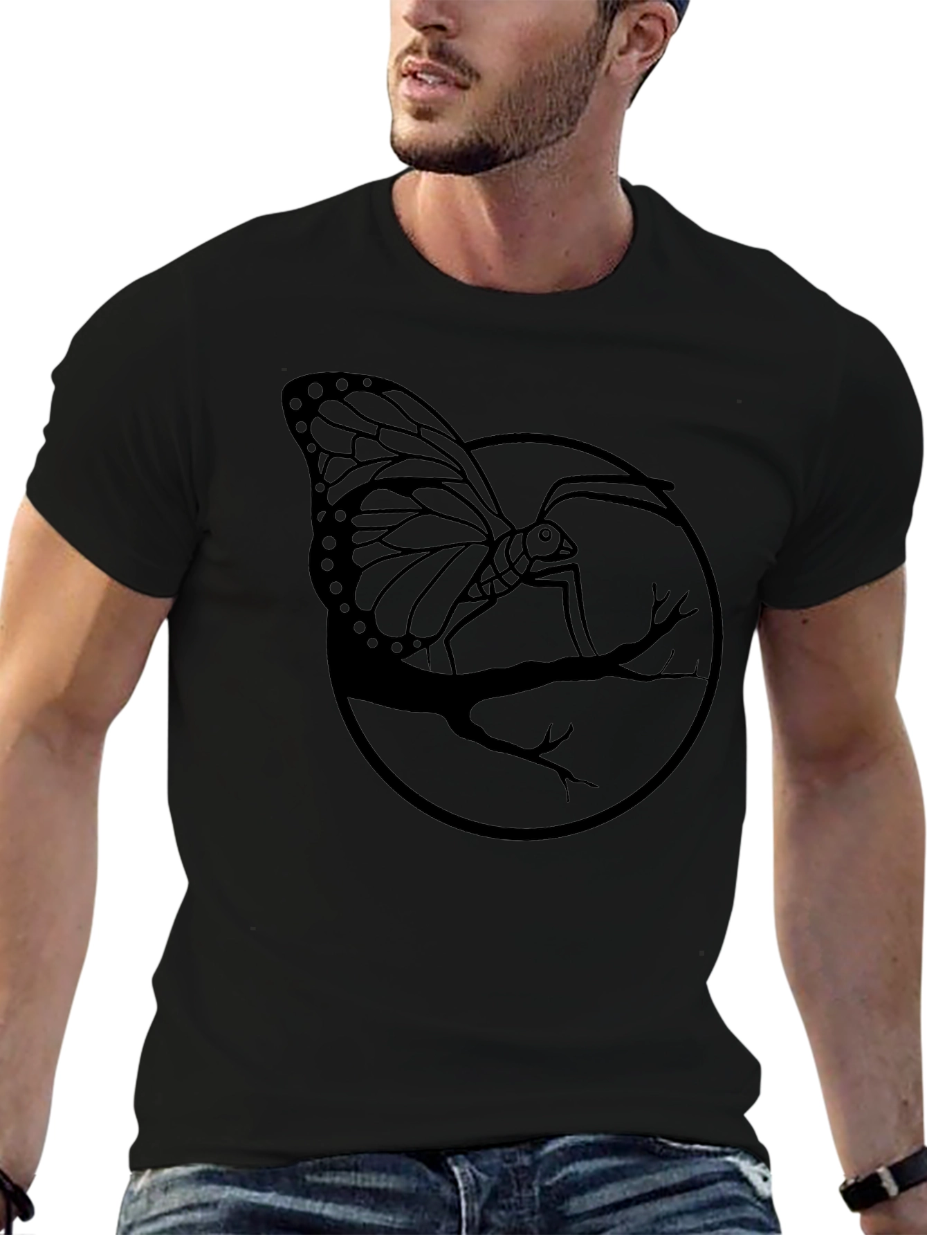 Butterfly Branch Graphic Tee - Mens Black Shirt